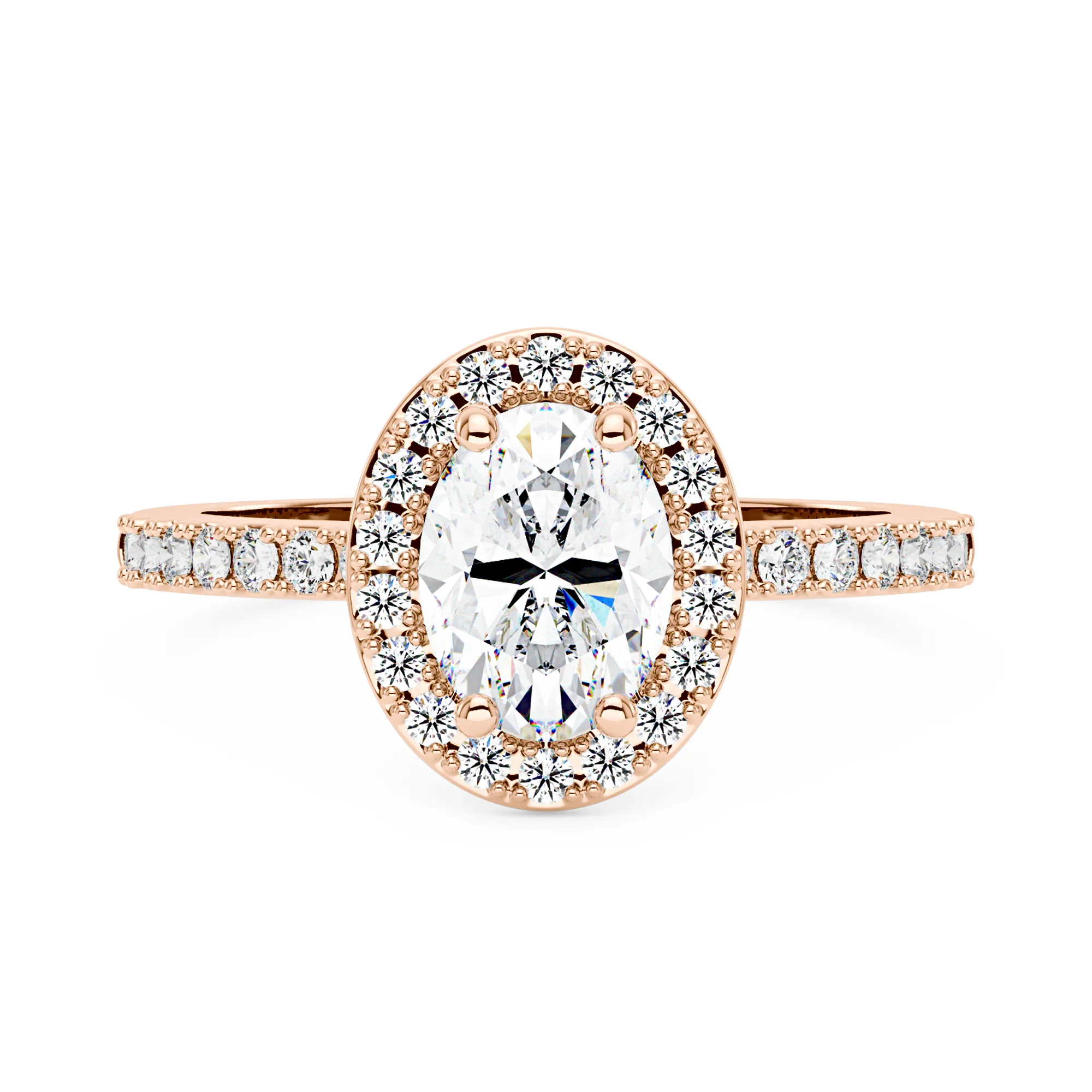 Oval Moissanite Halo Pave Band Ring - Image 7