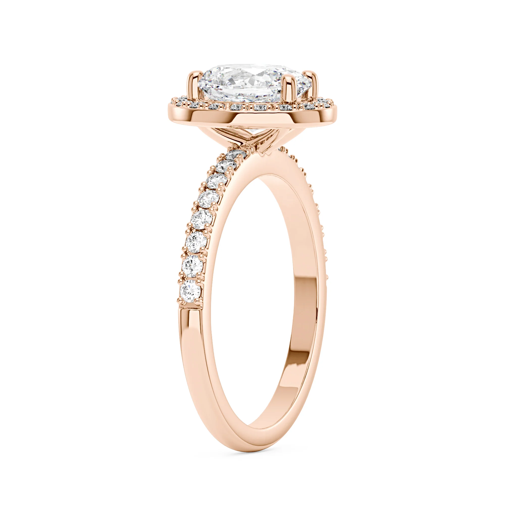 Oval Moissanite Halo Pave Band Ring - Image 8