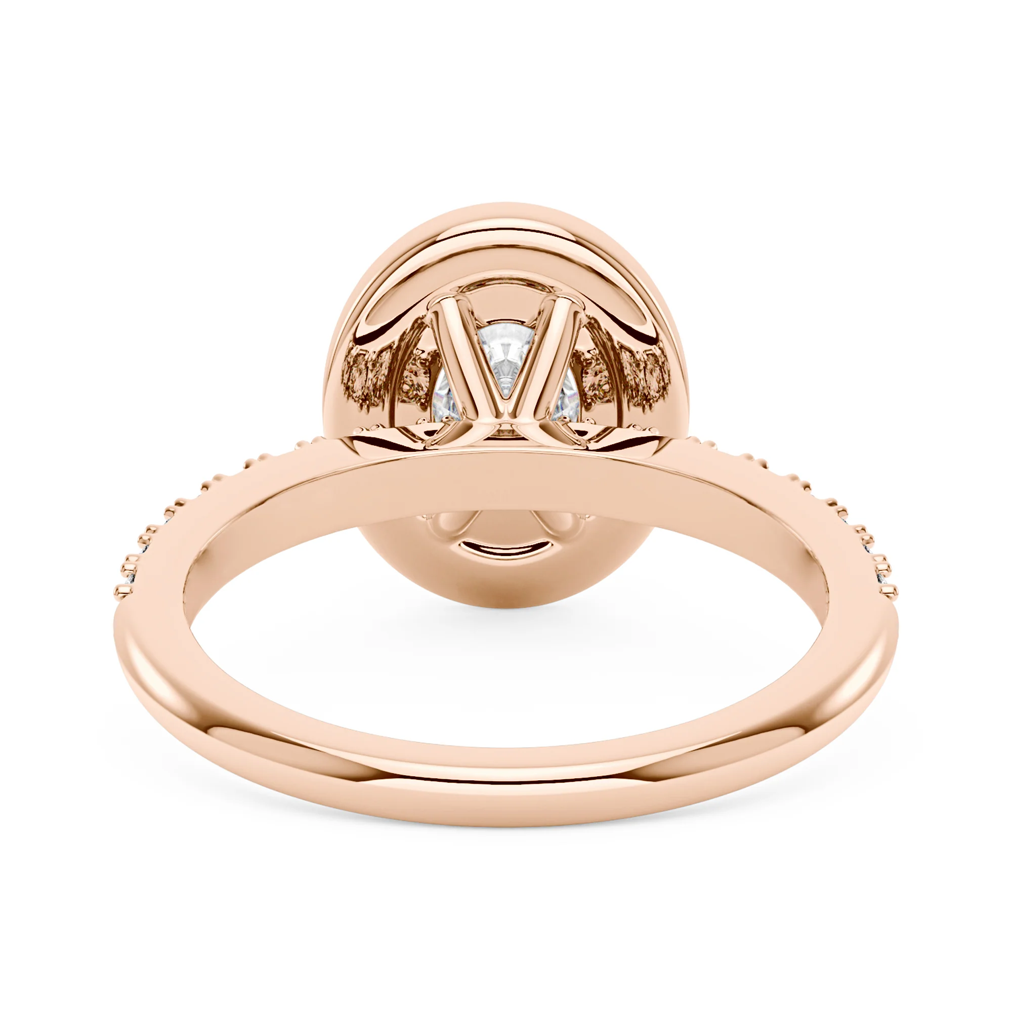 Oval Moissanite Halo Pave Band Ring - Image 9