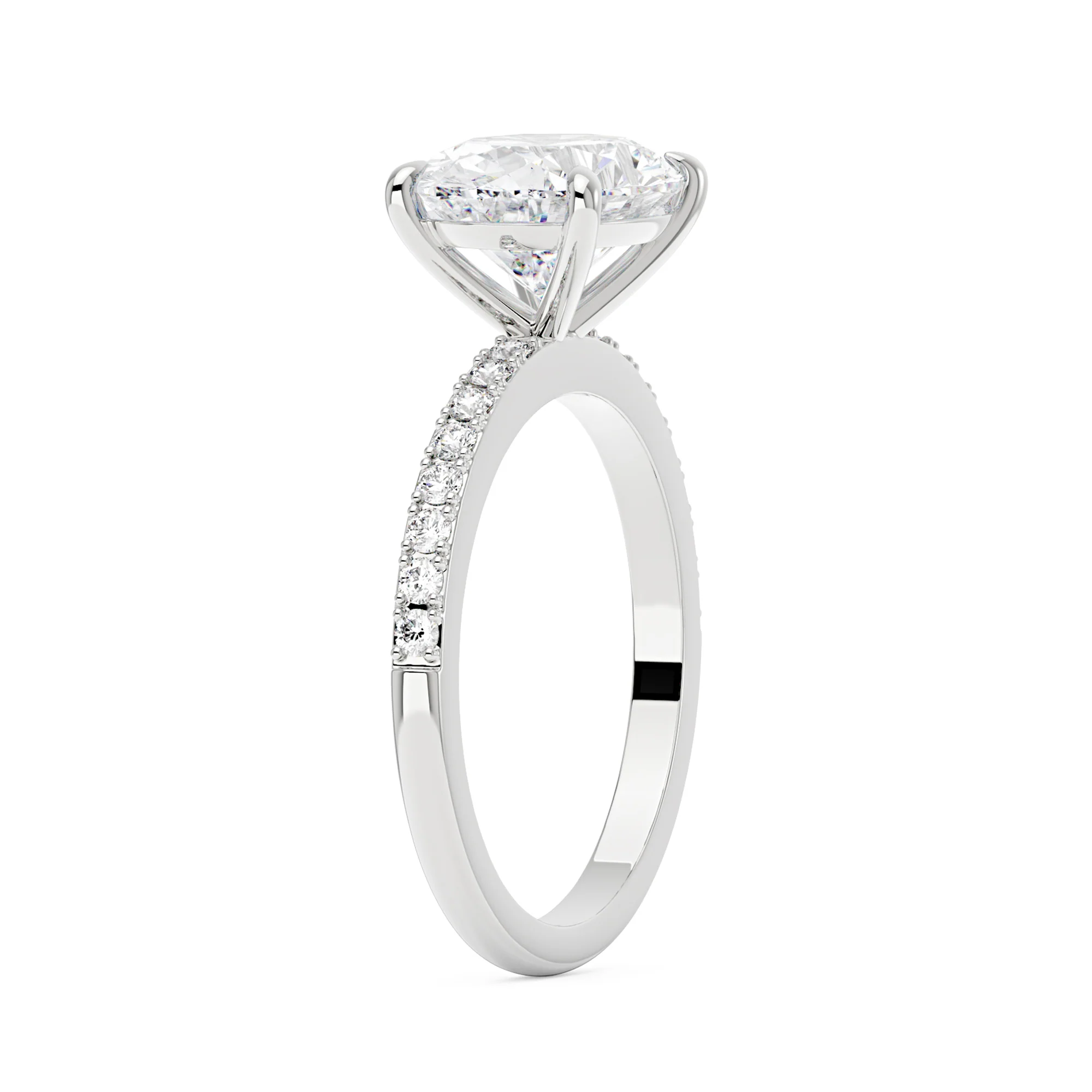 Sideways Oval Moissanite Ring with Pavé Band - Image 2