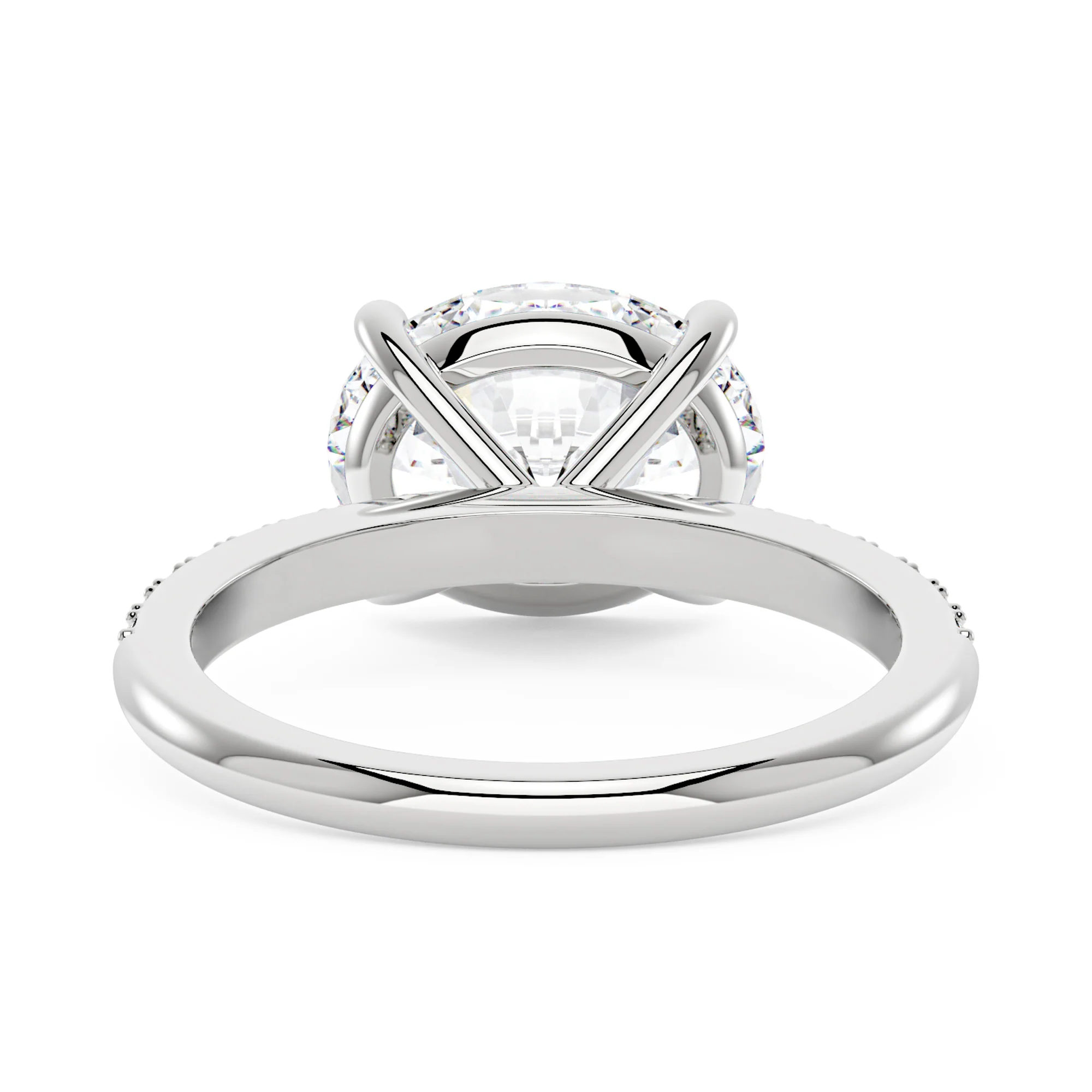 Sideways Oval Moissanite Ring with Pavé Band - Image 3