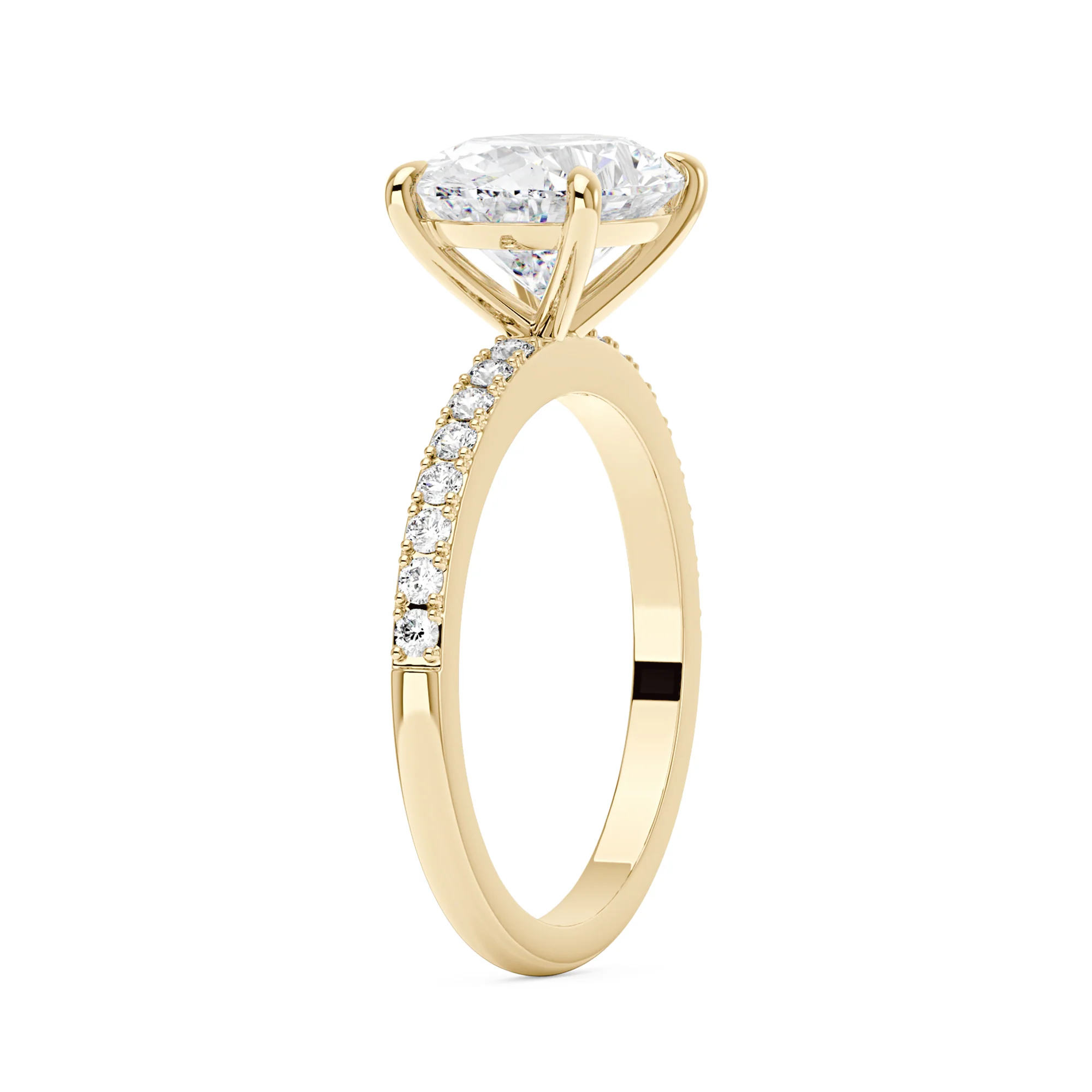 Sideways Oval Moissanite Ring with Pavé Band - Image 5