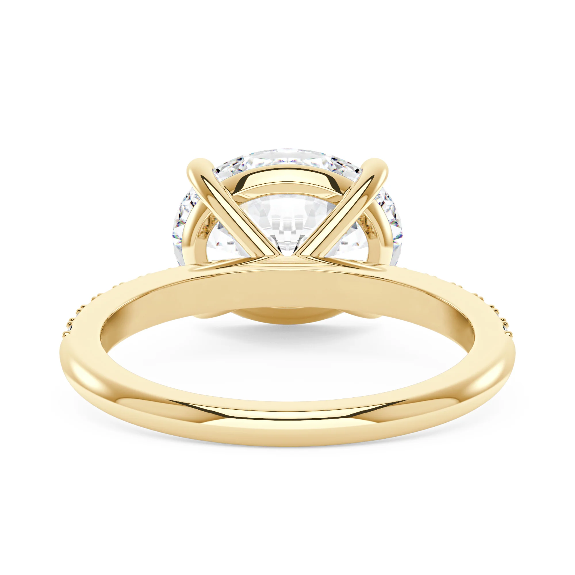 Sideways Oval Moissanite Ring with Pavé Band - Image 6