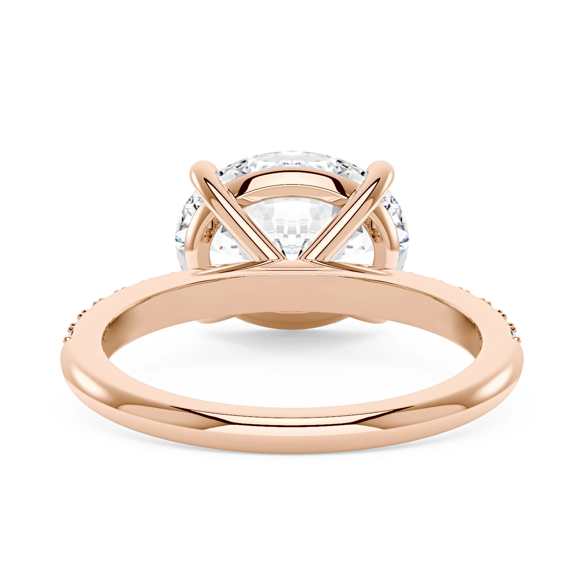 Sideways Oval Moissanite Ring with Pavé Band - Image 9