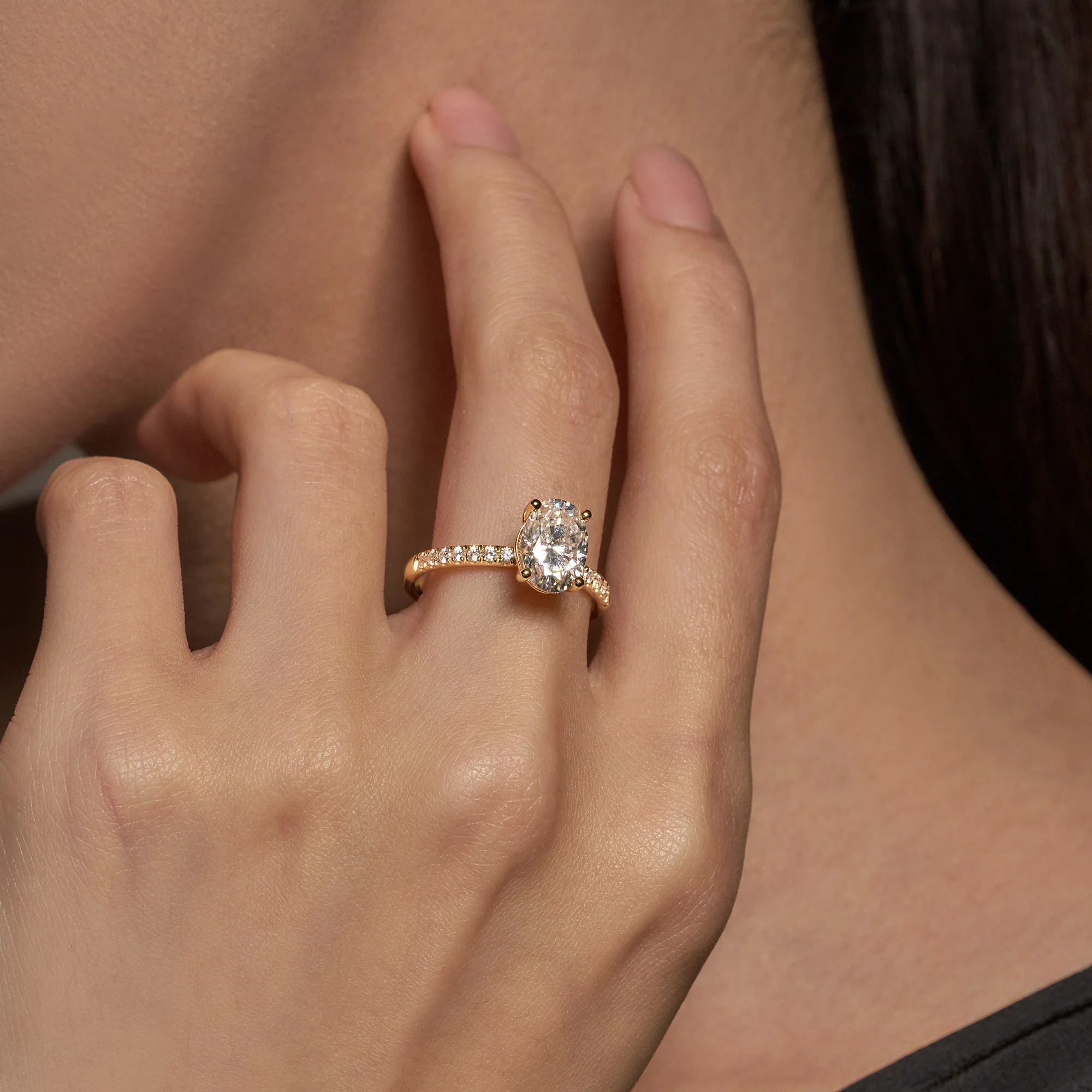 Oval Moissanite Pave Band Ring - Image 10