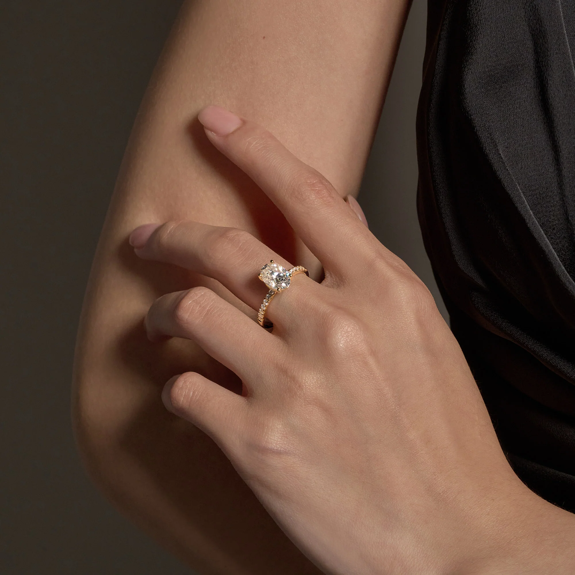 Oval Moissanite Pave Band Ring - Image 13