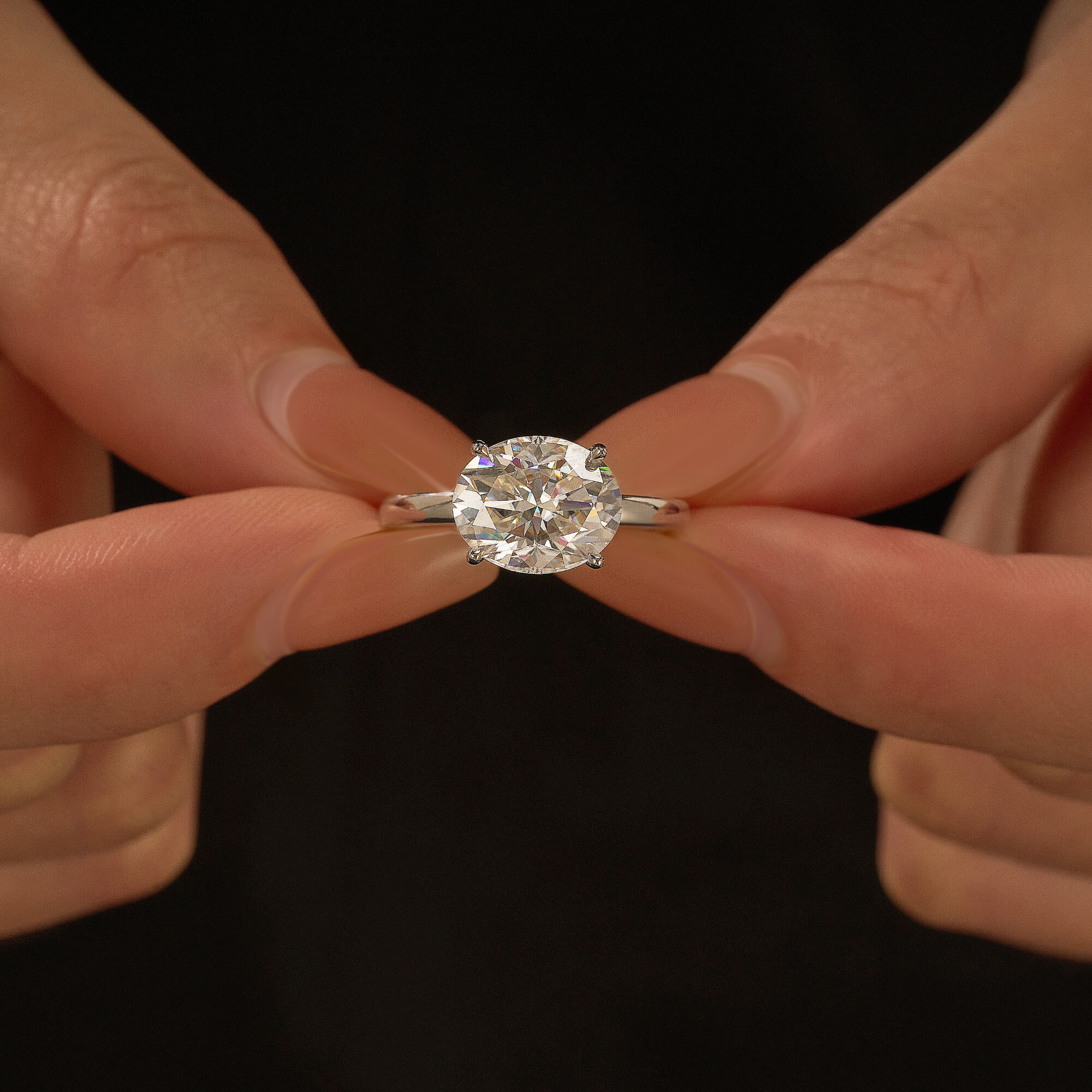 Oval Moissanite Solitaire Engagement Ring - Image 14
