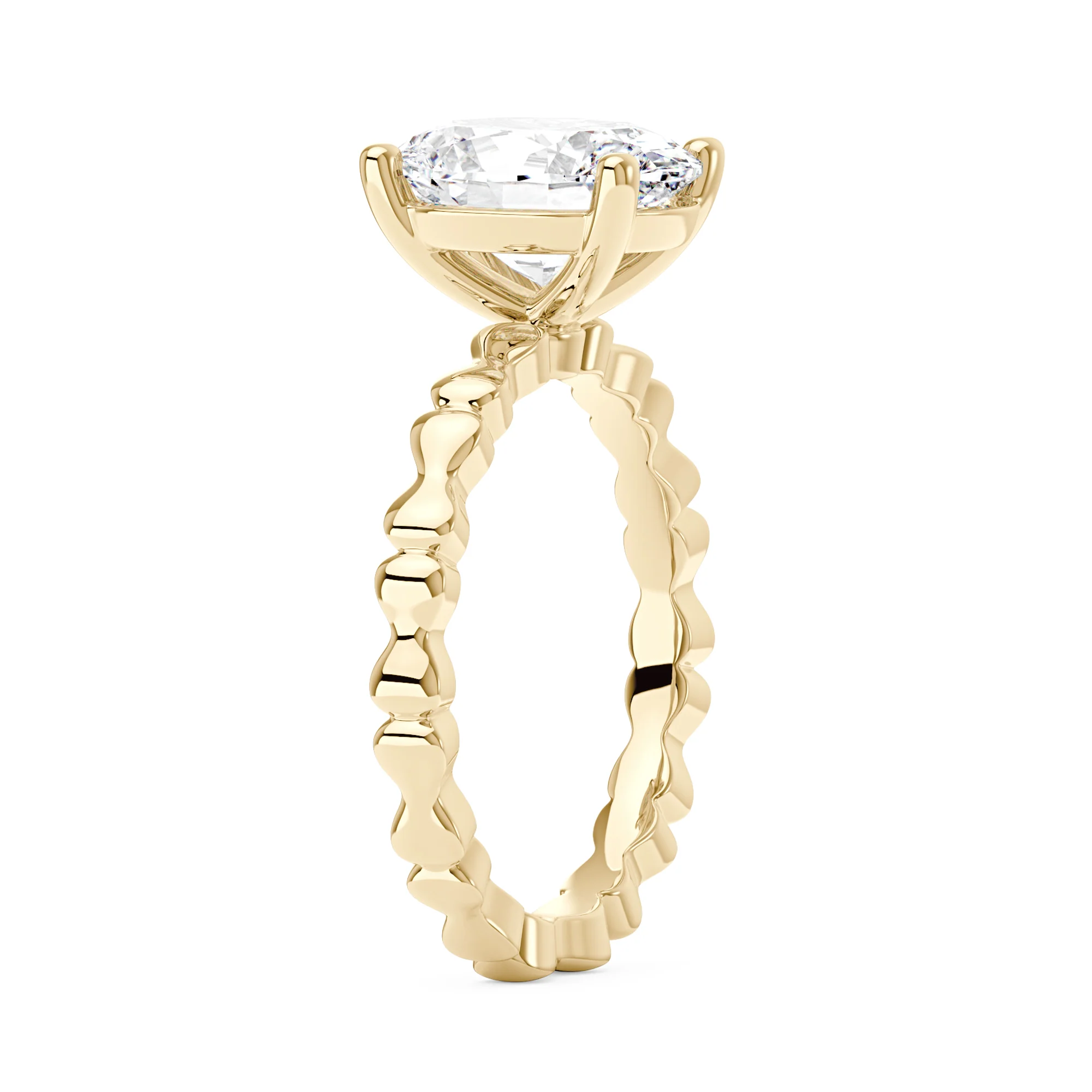 Oval Moissanite Solitaire Ring with Bow-Tie Band - Image 5