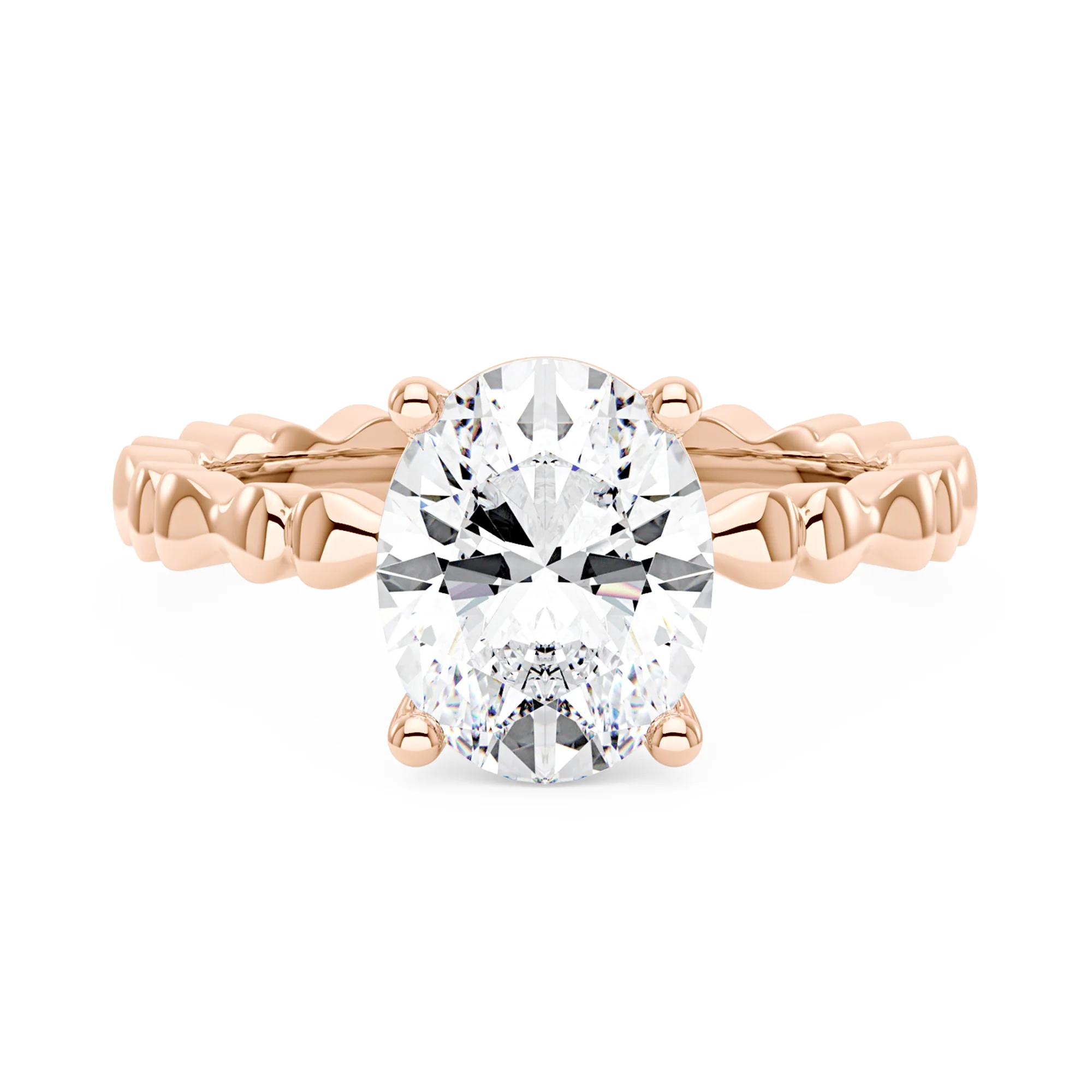 Oval Moissanite Solitaire Ring with Bow-Tie Band - Image 7