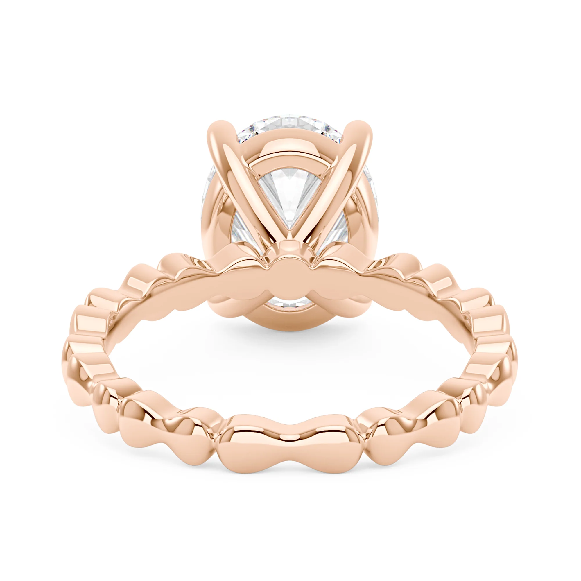 Oval Moissanite Solitaire Ring with Bow-Tie Band - Image 9