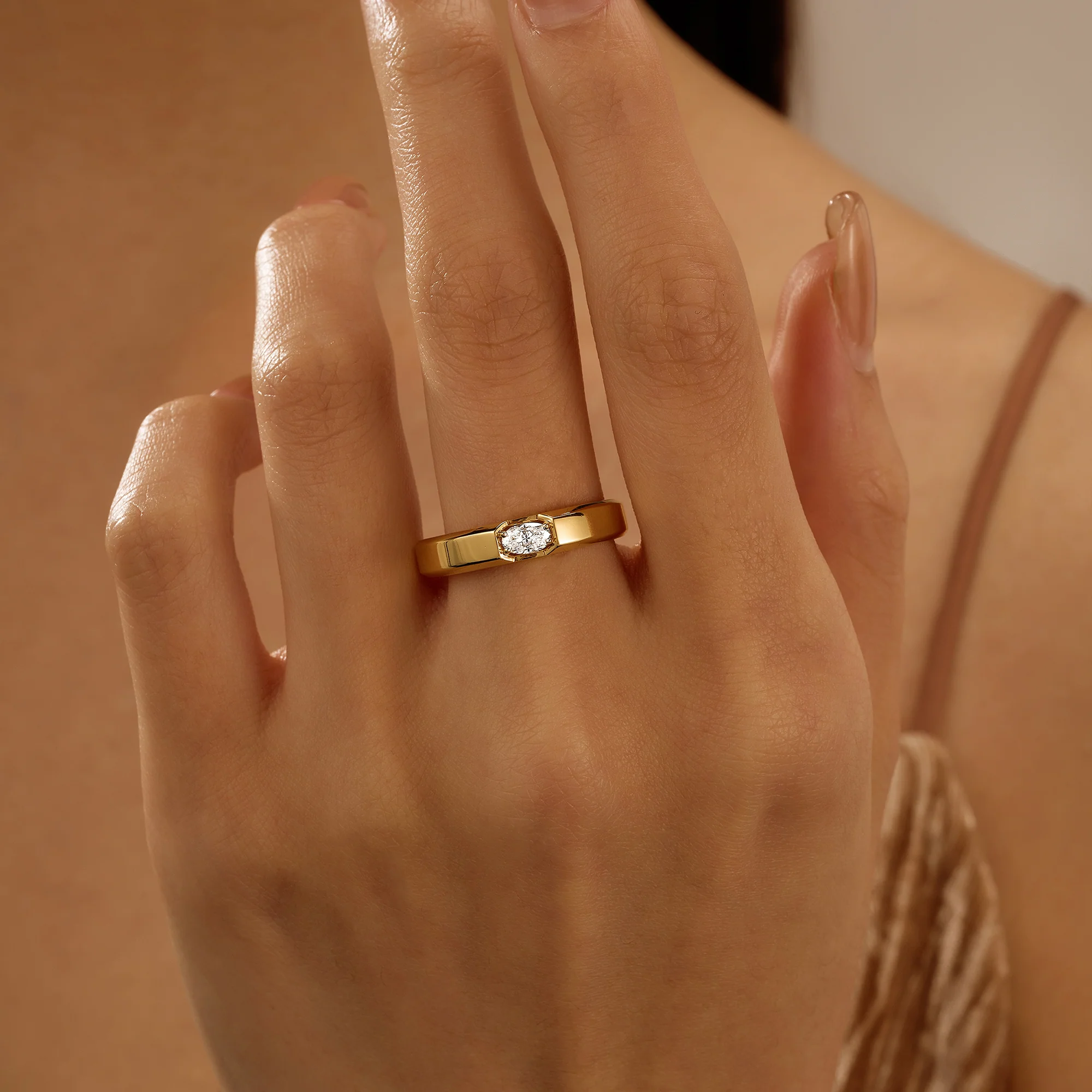 0.3 Carat Oval Moissanite Wedding Band Ring - Image 11
