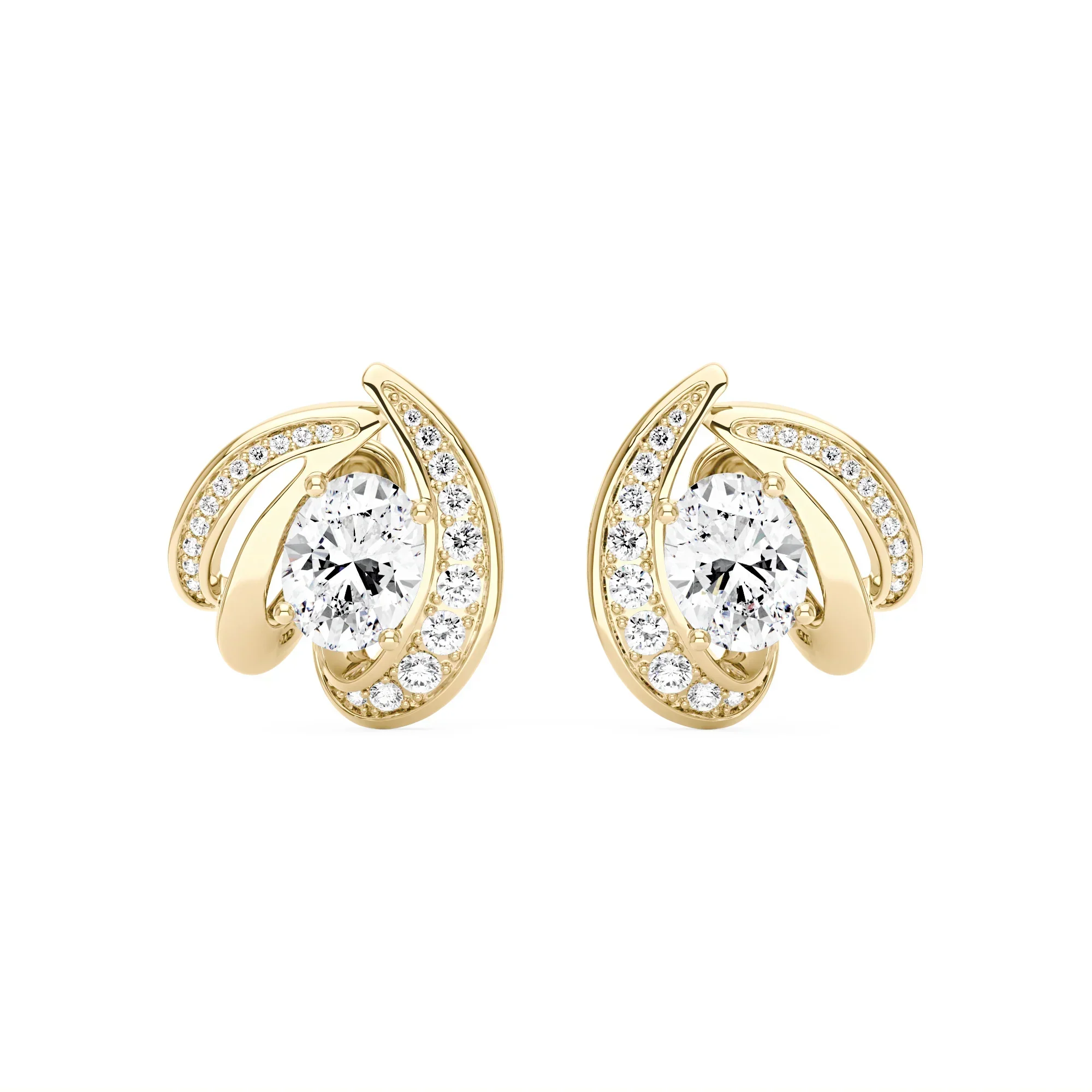 2 Carat Oval Shaped Cluster Moissanite Earrings - Image 4