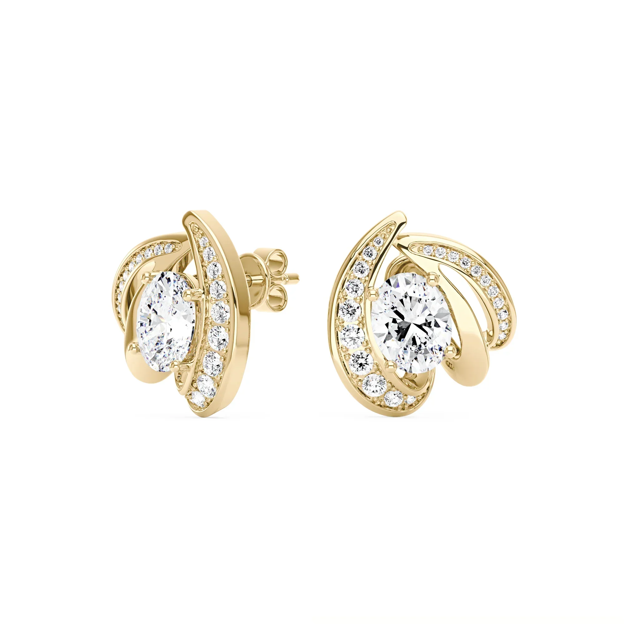 2 Carat Oval Shaped Cluster Moissanite Earrings - Image 5
