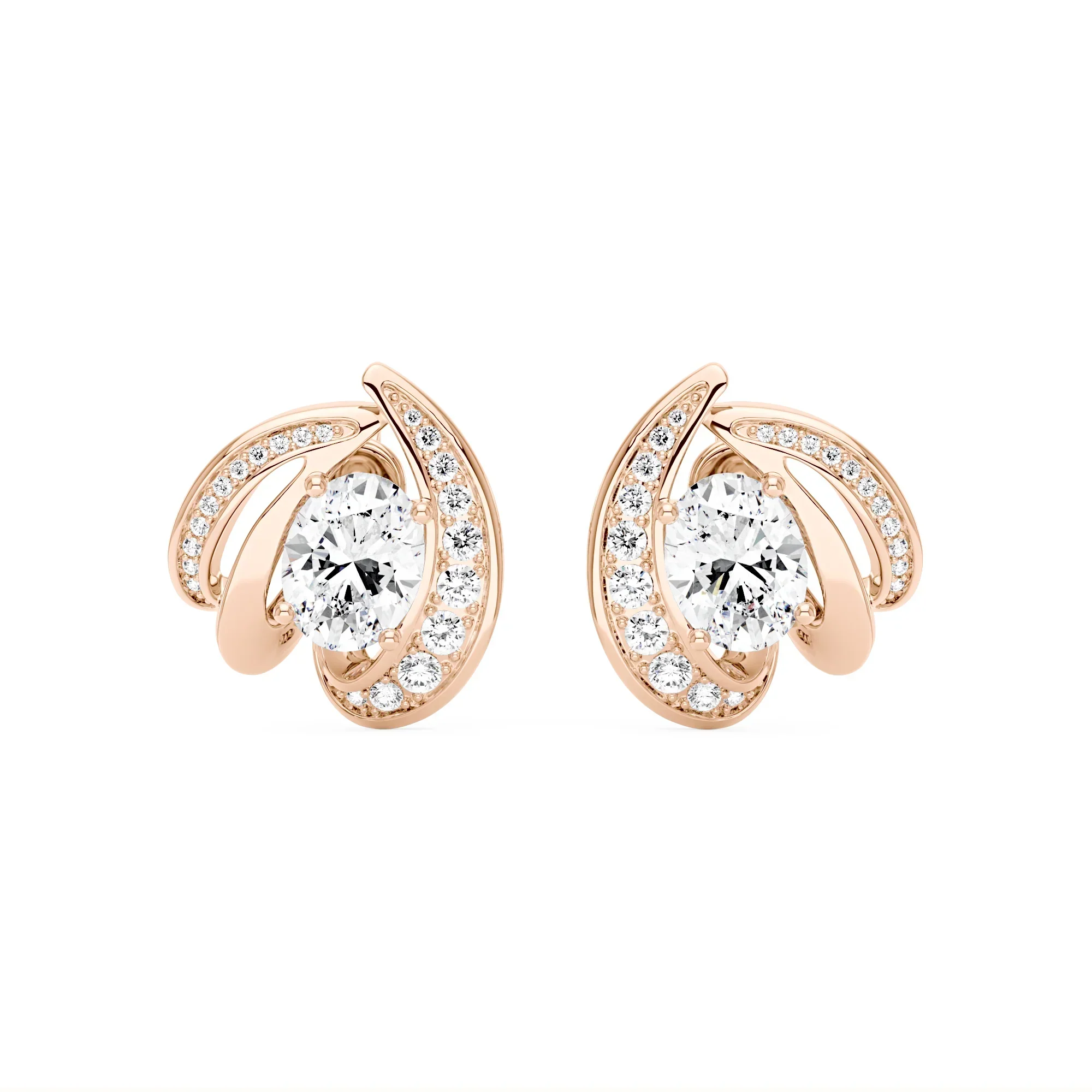 2 Carat Oval Shaped Cluster Moissanite Earrings - Image 7