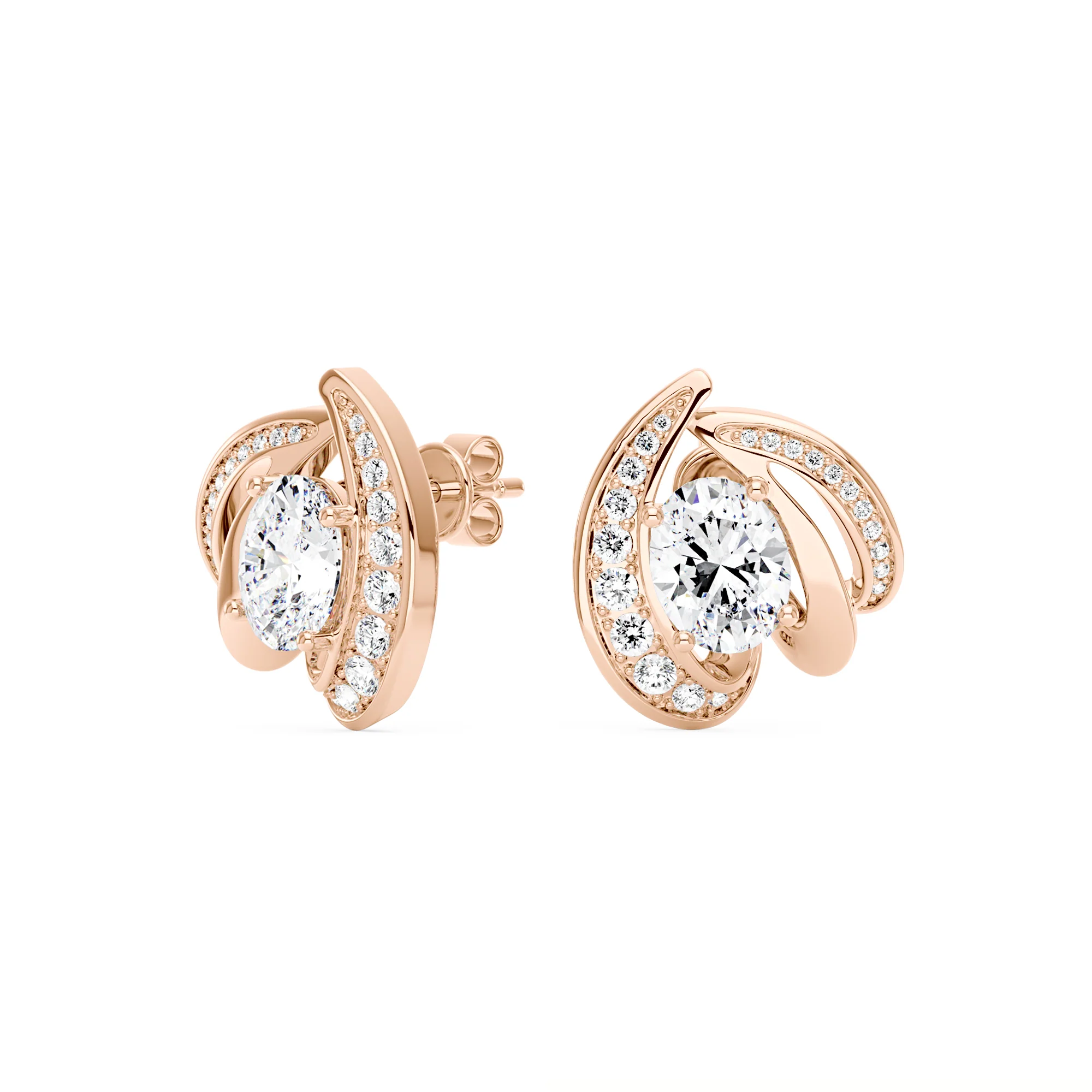 2 Carat Oval Shaped Cluster Moissanite Earrings - Image 8