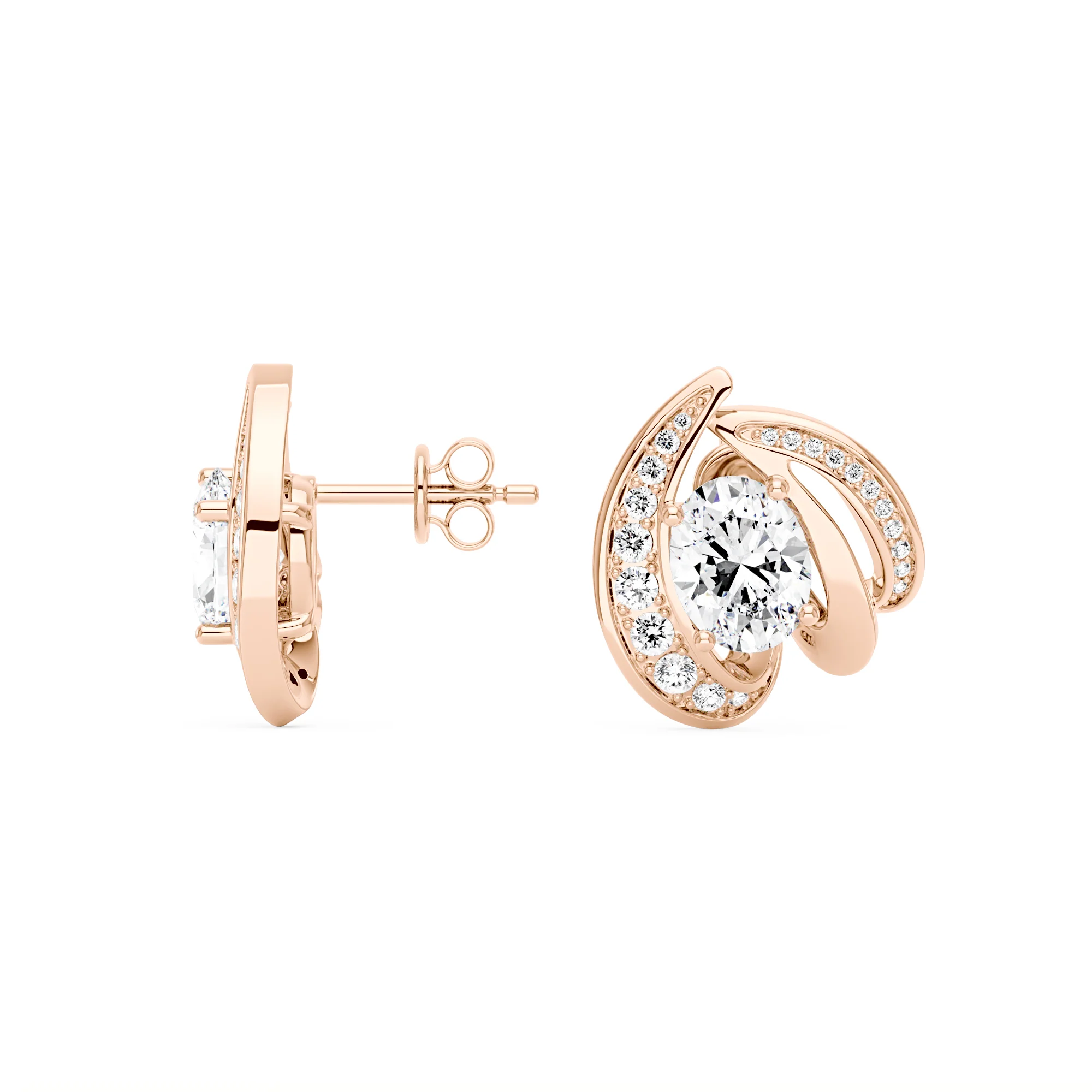 2 Carat Oval Shaped Cluster Moissanite Earrings - Image 9