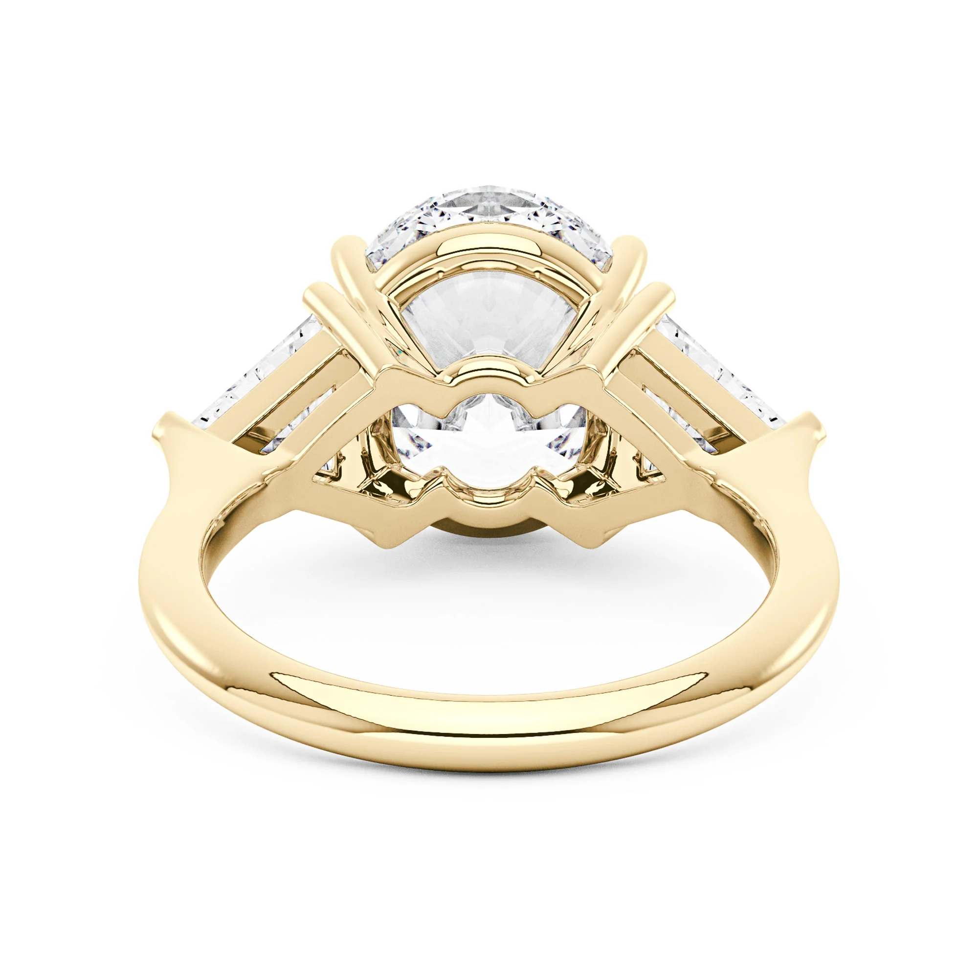 Modern Romance Oval Triangle Moissanite Trilogy Ring (Celebrity Inspired) - Image 3