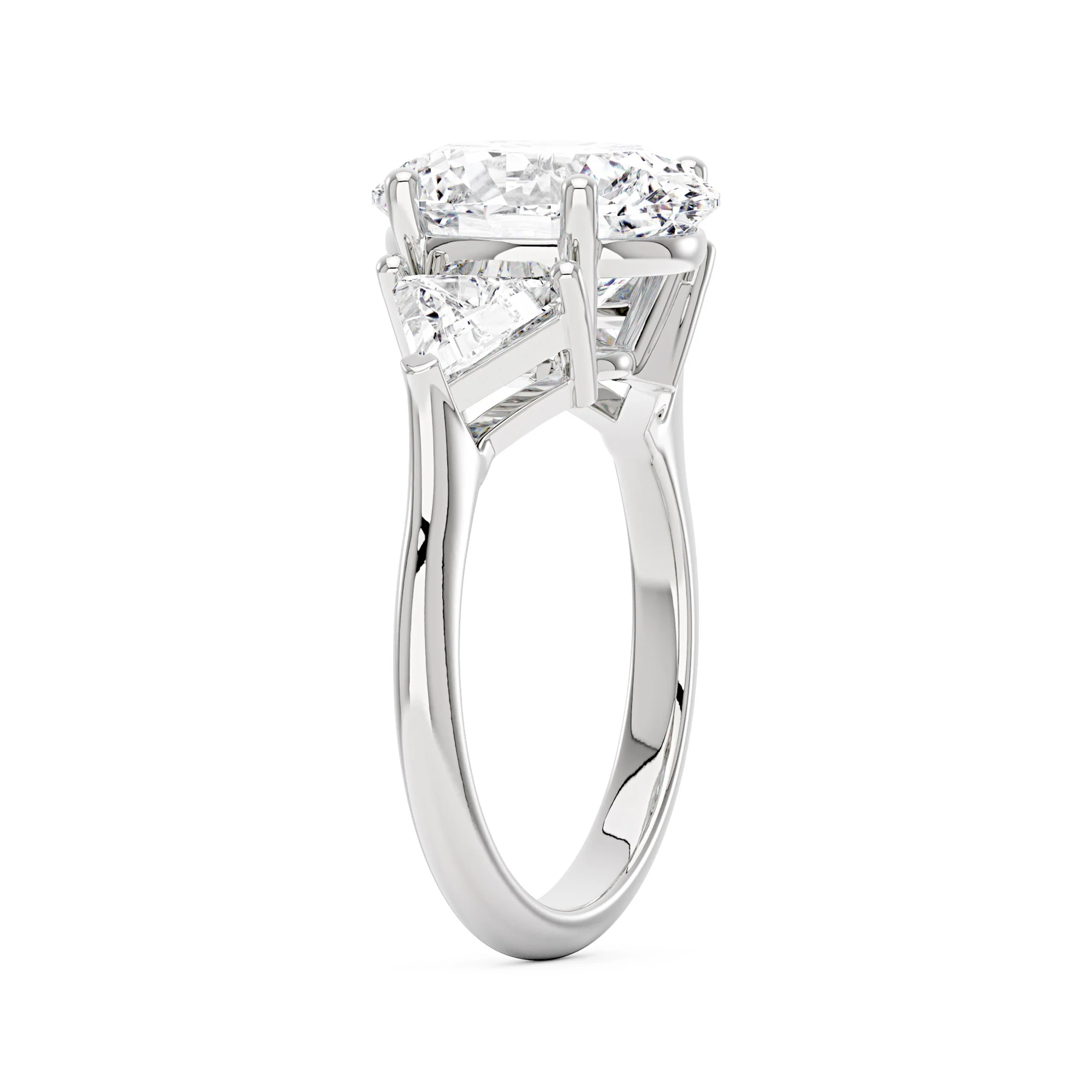 Modern Romance Oval Triangle Moissanite Trilogy Ring (Celebrity Inspired) - Image 5