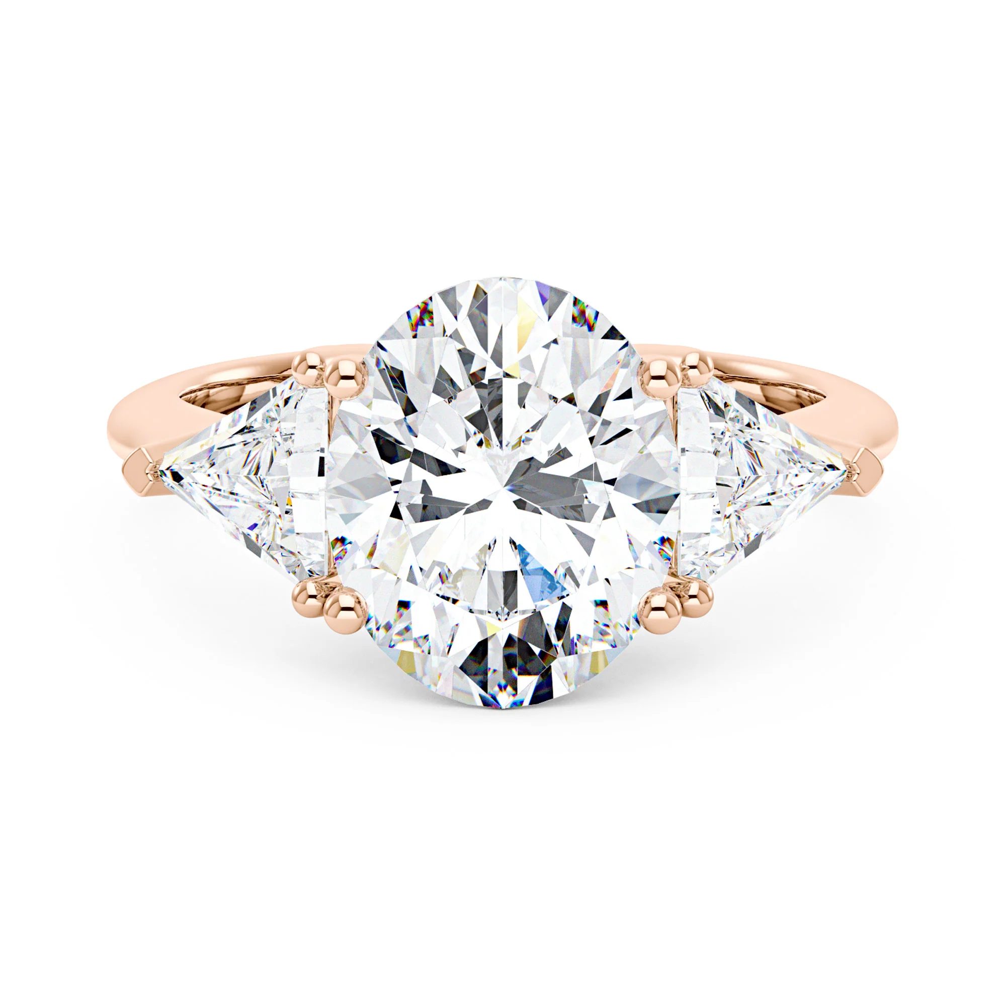 Modern Romance Oval Triangle Moissanite Trilogy Ring (Celebrity Inspired) - Image 7