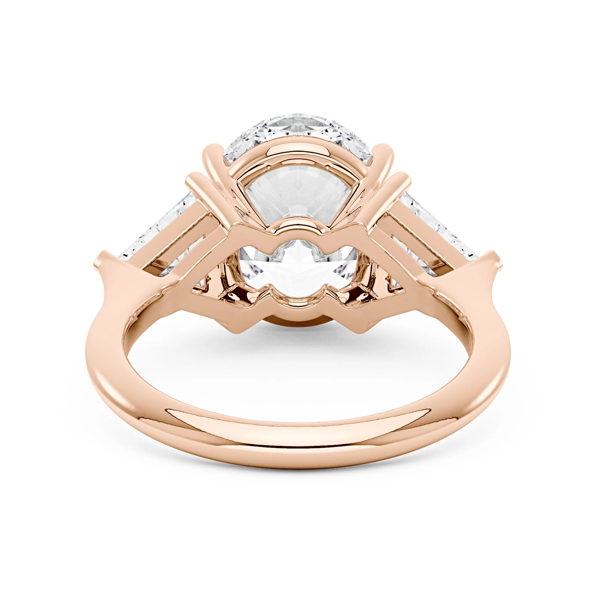 Modern Romance Oval Triangle Moissanite Trilogy Ring (Celebrity Inspired) - Image 9