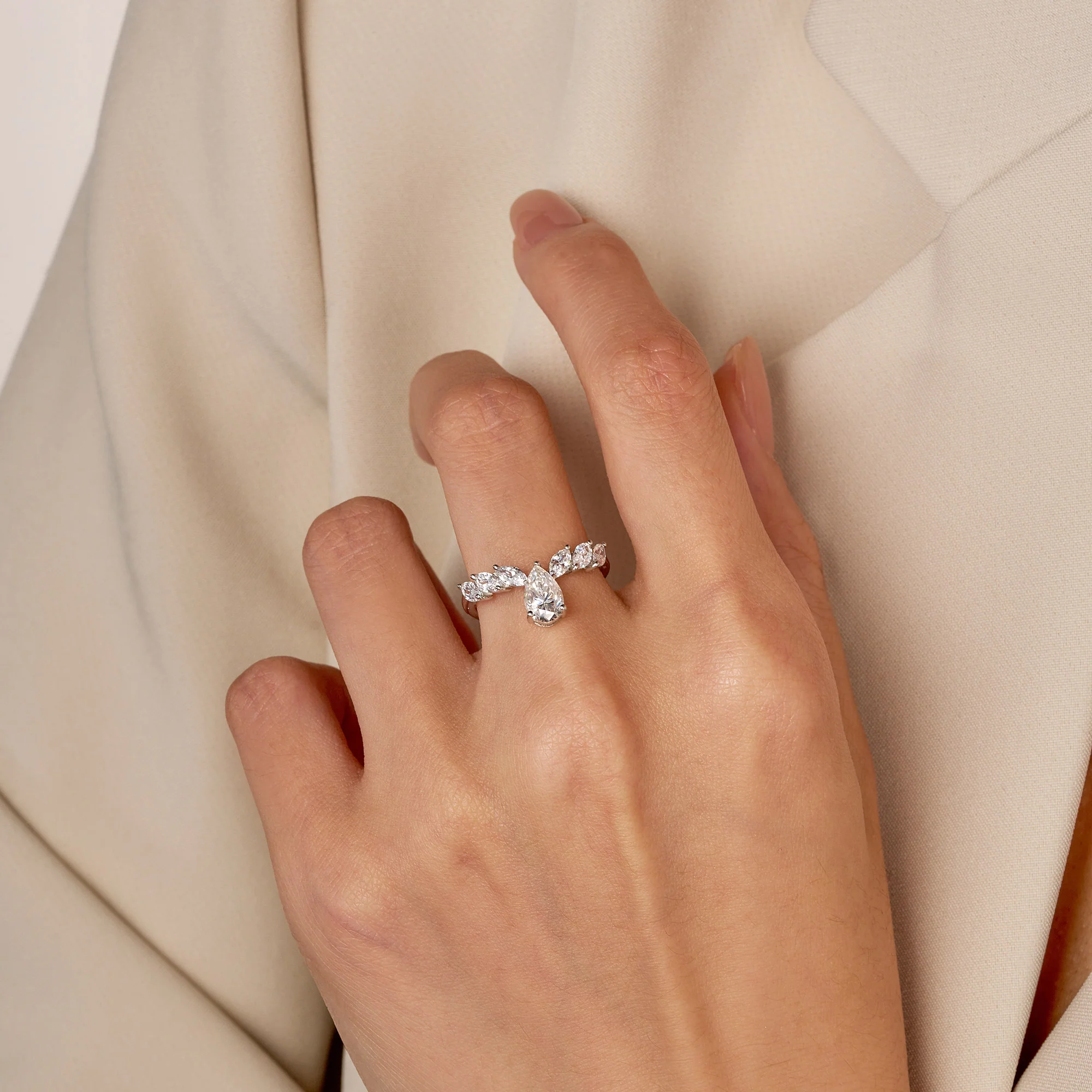 Pear and Marquise Moissanite Ring - Image 12