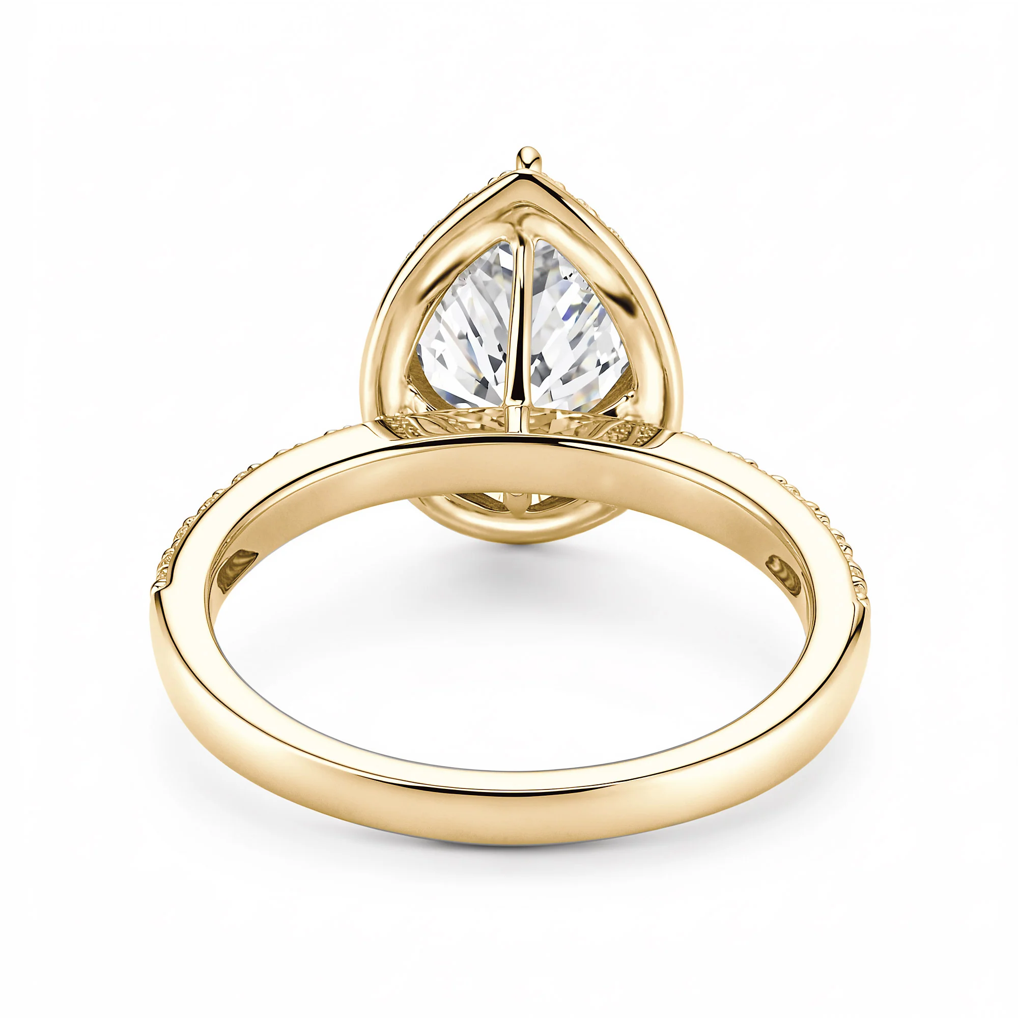 Pear Cut Moissanite Engagement Wedding Halo Pave Ring - Image 6