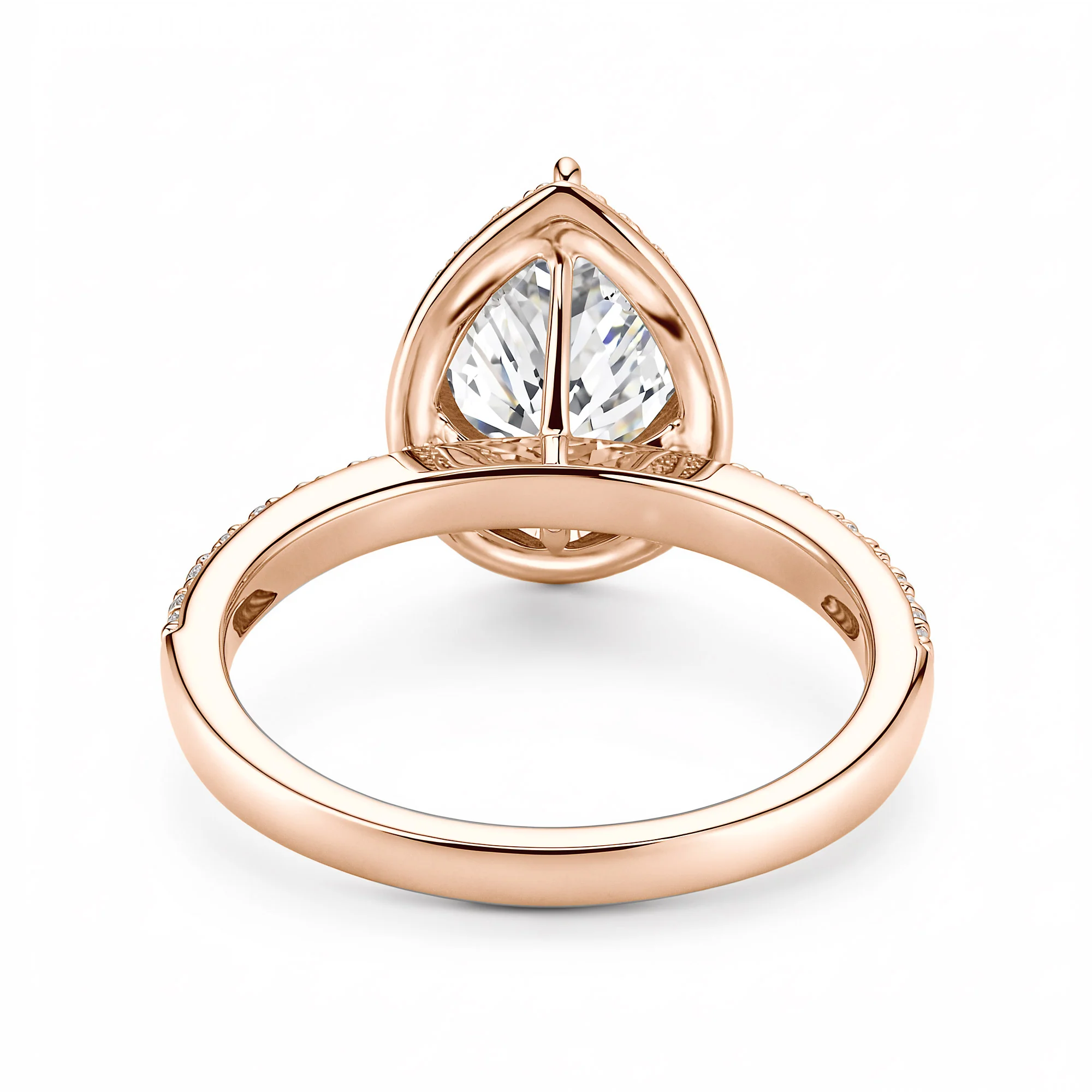 Pear Cut Moissanite Engagement Wedding Halo Pave Ring - Image 9