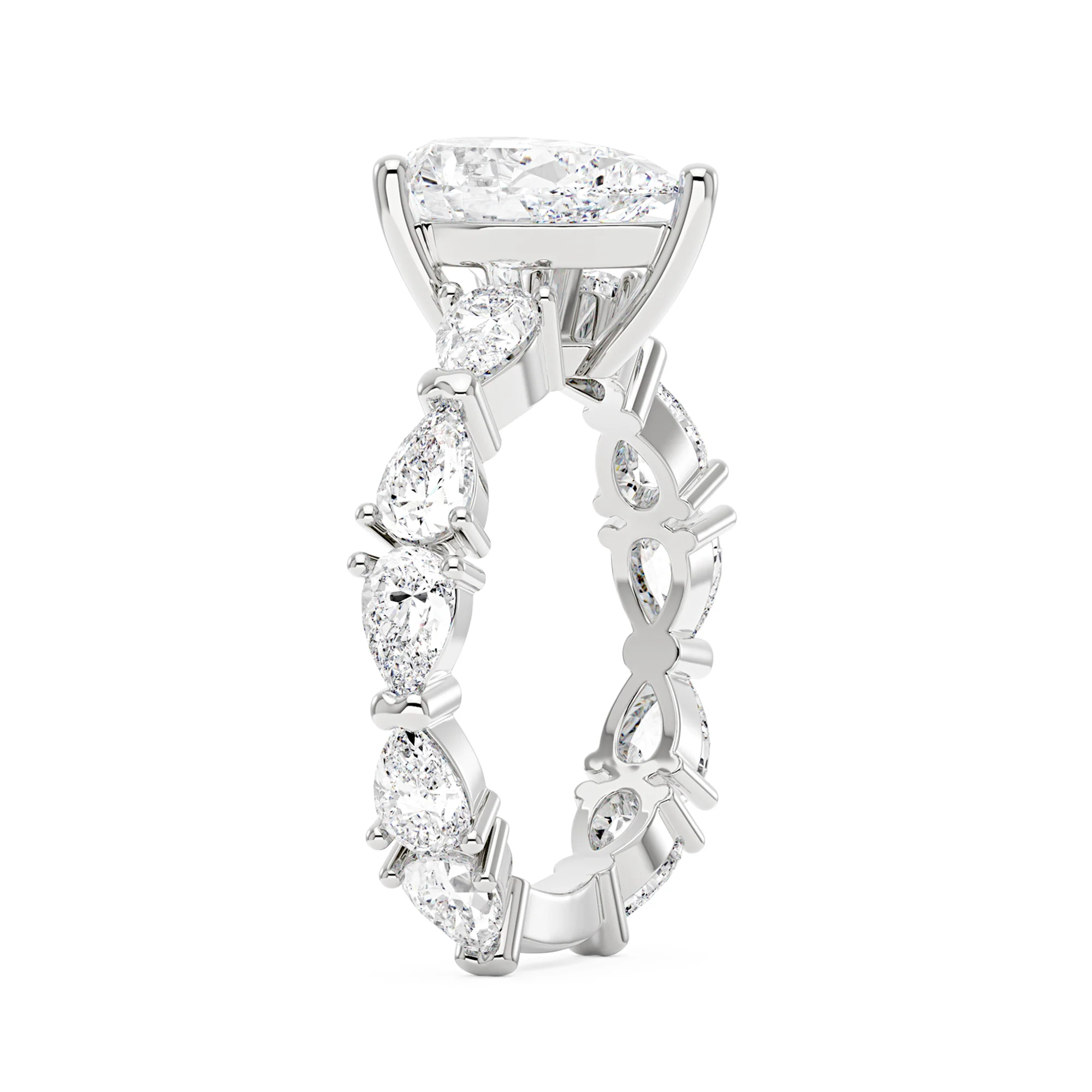 Nature Inspired Pear Cut Moissanite Ring with Full Accent Stones - Image 5