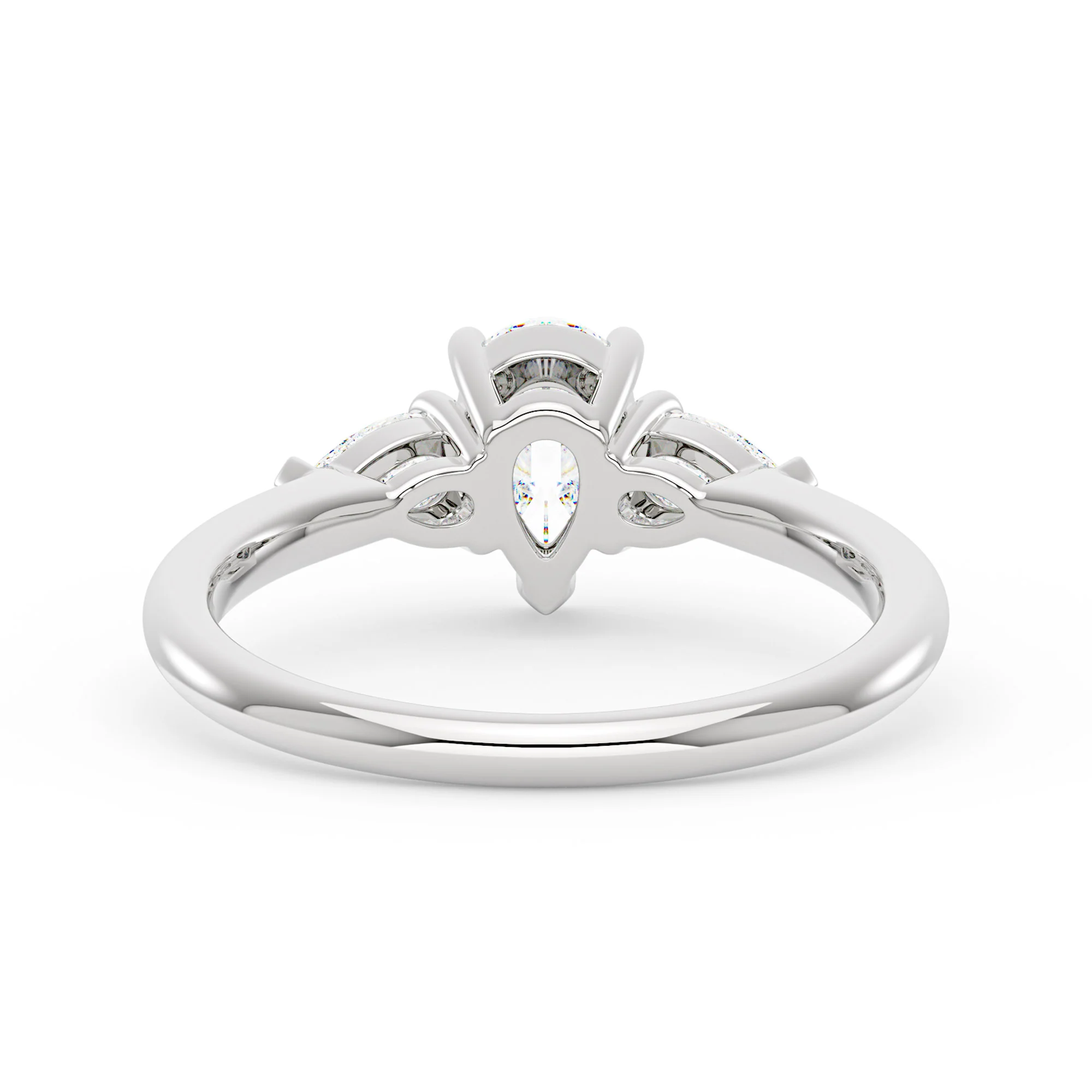 Pear Cut Moissanite Three Stone Ring - Image 3