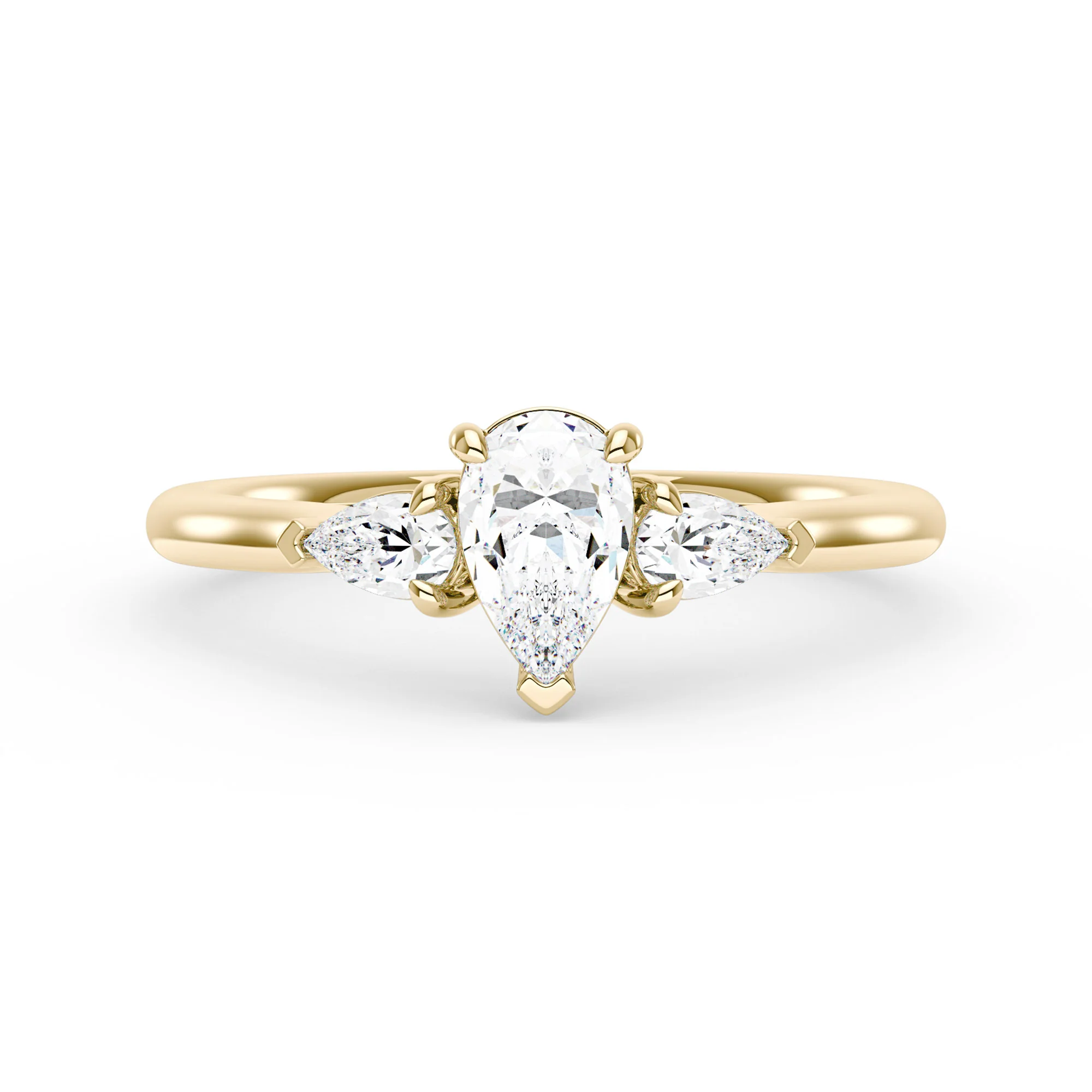 Pear Cut Moissanite Three Stone Ring - Image 4