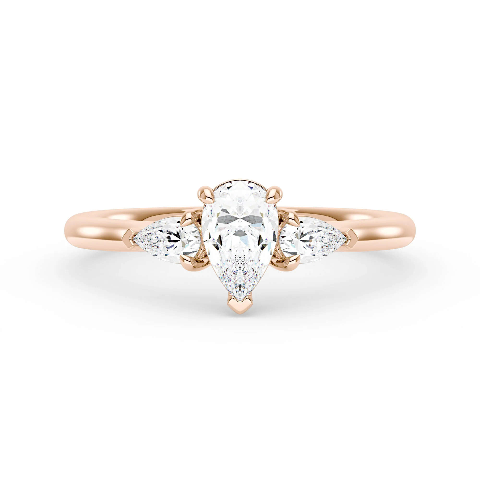 Pear Cut Moissanite Three Stone Ring - Image 7