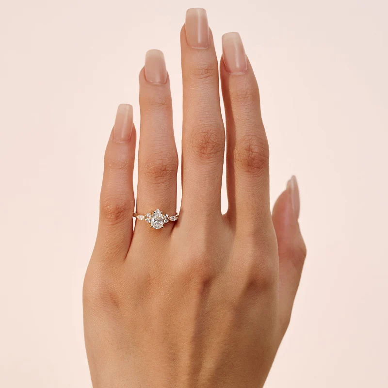 Pear Cut Vintage Moissanite Engagement Ring - Image 12