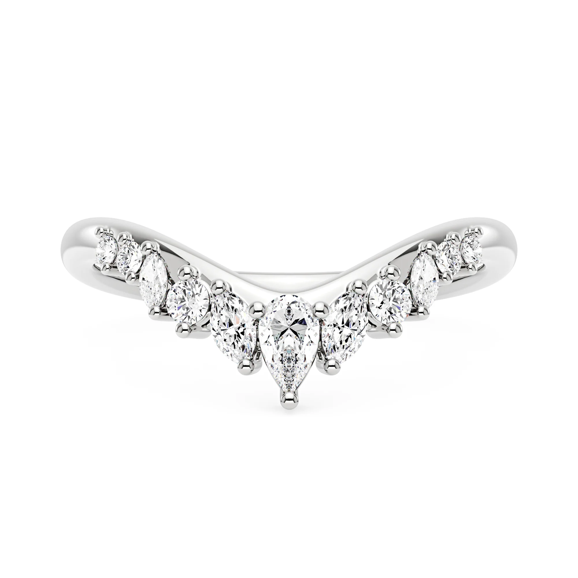 Arched Pear Marquise Moissanite Wedding Band - Image 4