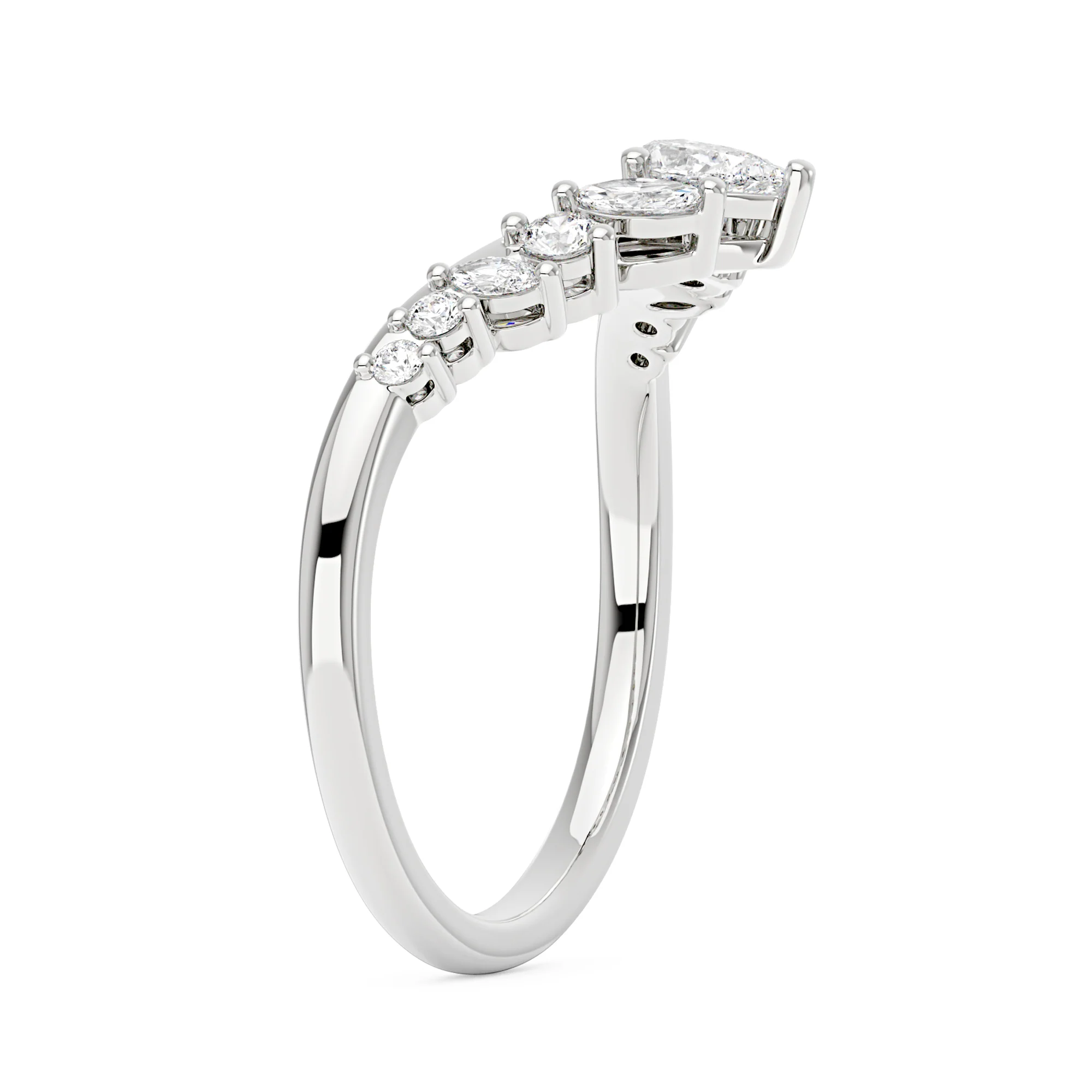 Arched Pear Marquise Moissanite Wedding Band - Image 5