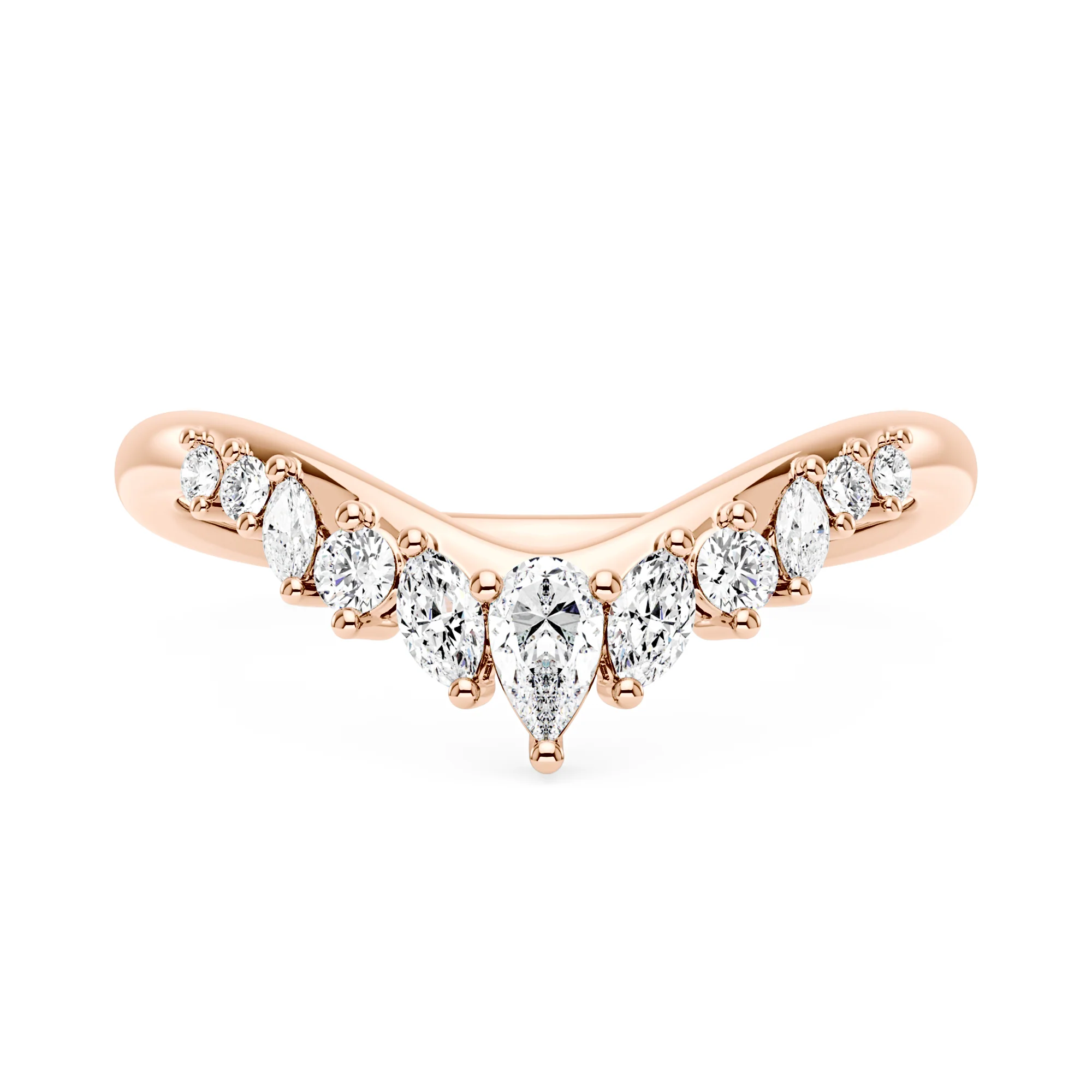 Arched Pear Marquise Moissanite Wedding Band - Image 7