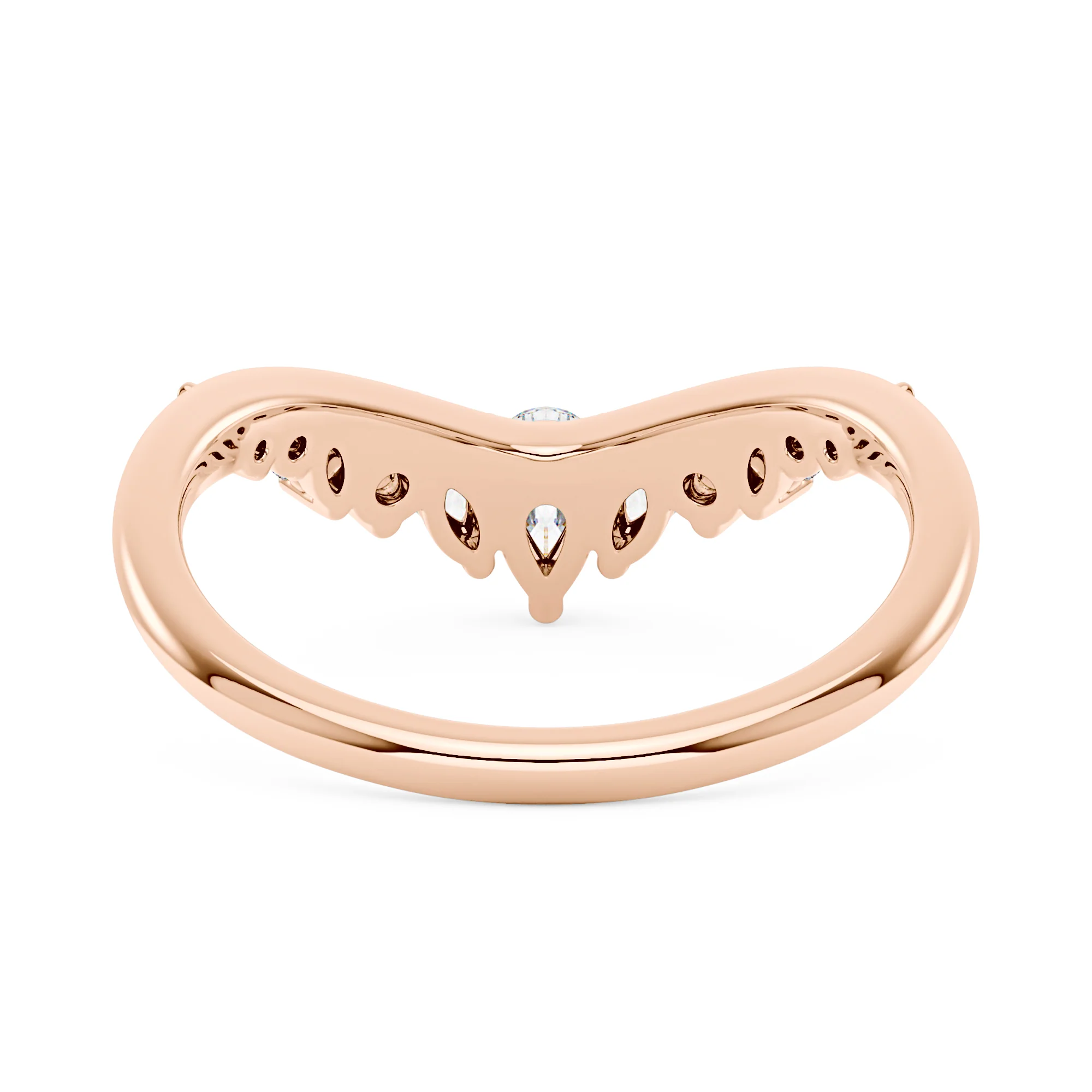 Arched Pear Marquise Moissanite Wedding Band - Image 9