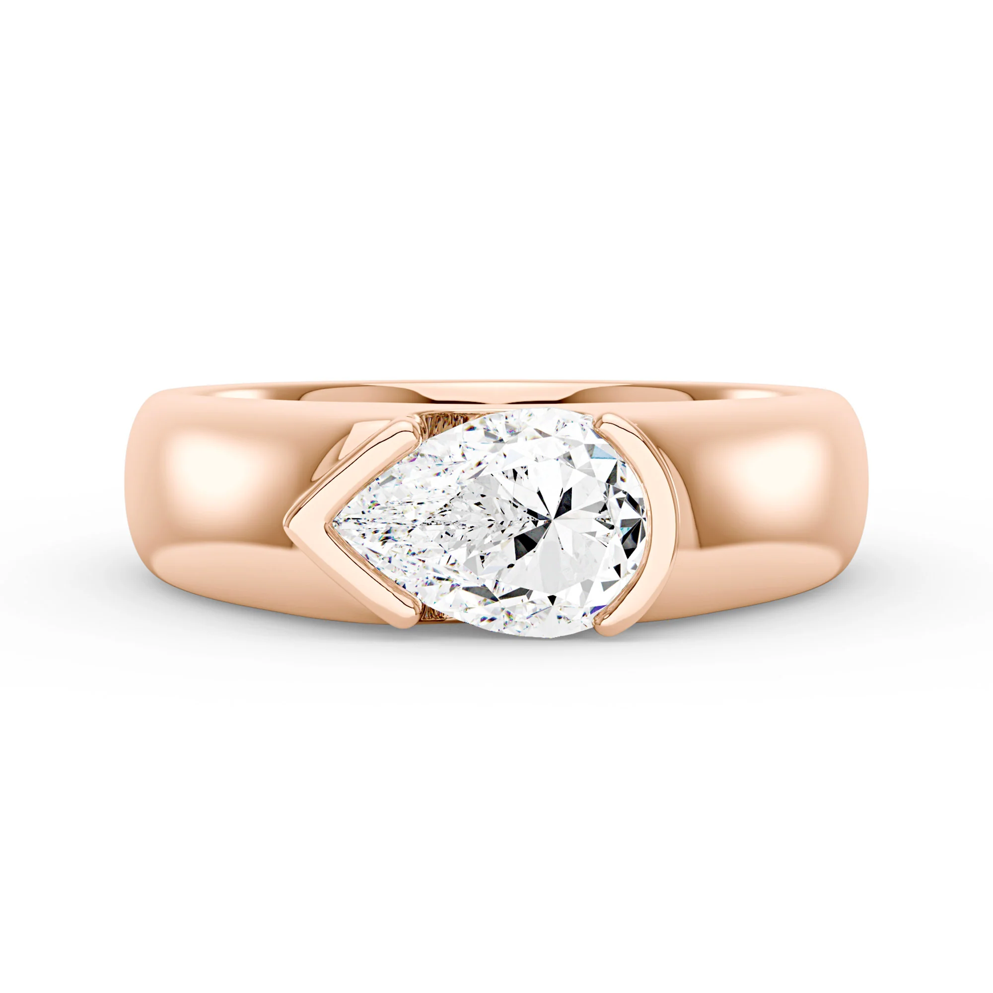 Pear Moissanite Chunky Band Ring - Image 7
