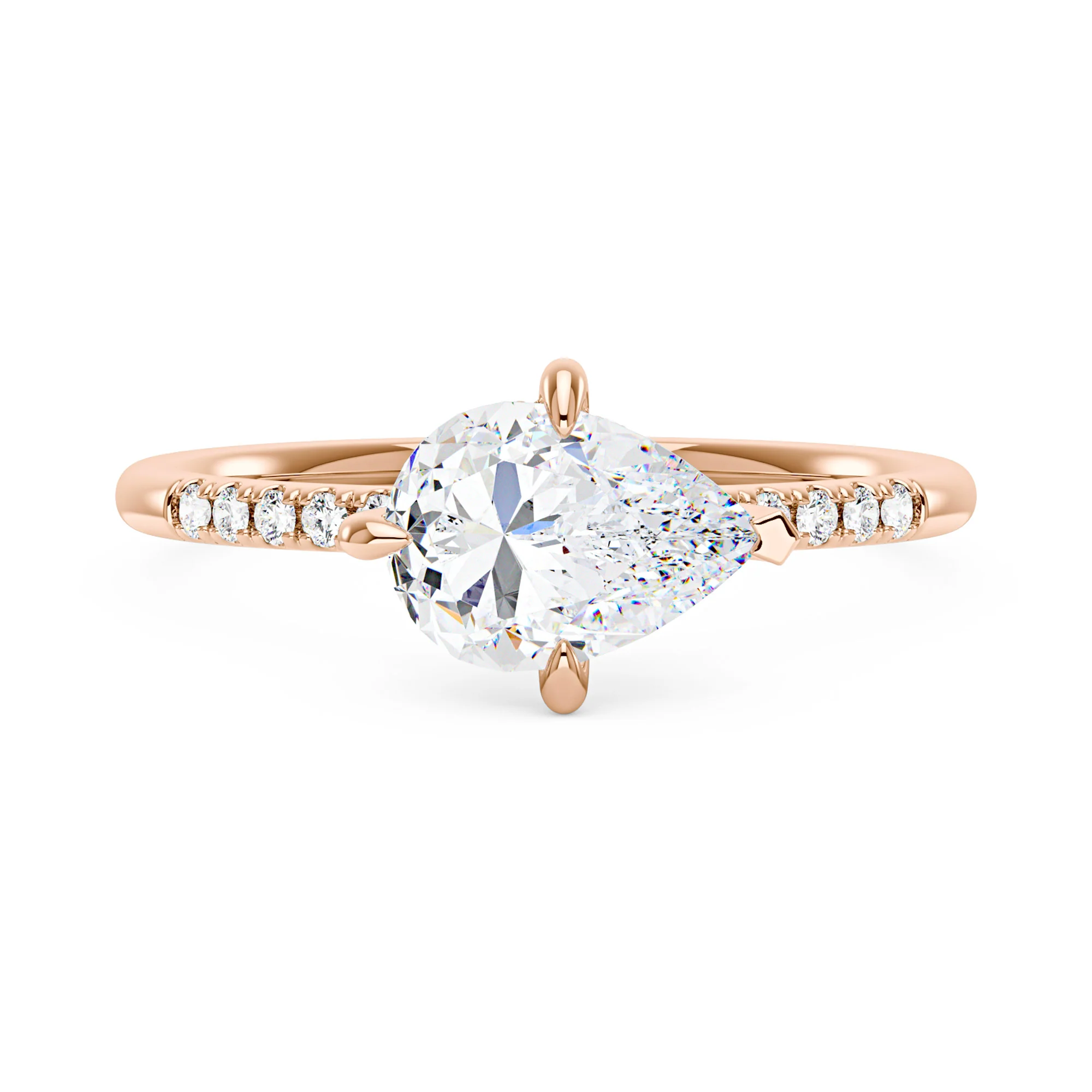 Pear Moissanite East West Ring with Pave Band - Image 7