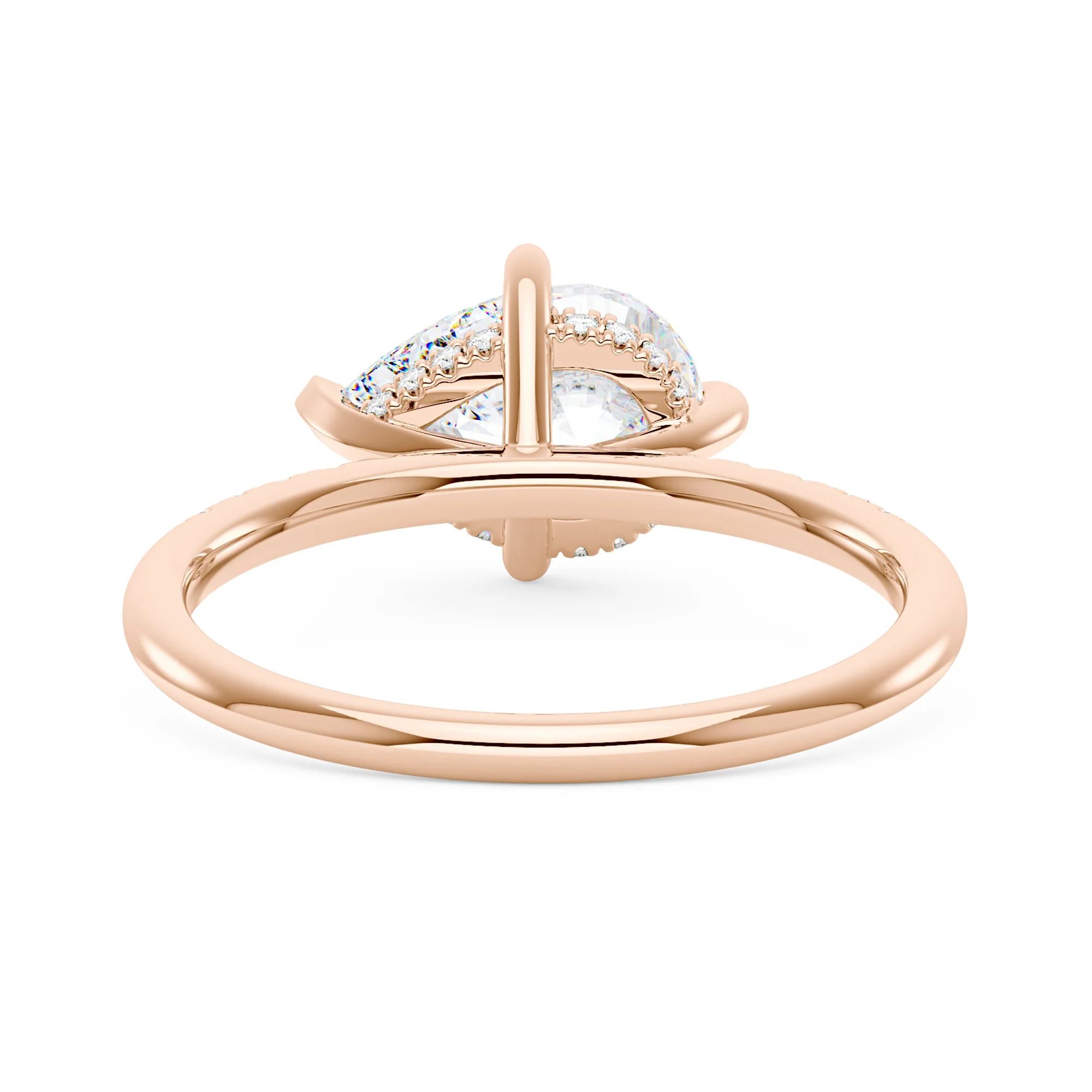 Pear Moissanite East West Ring with Pave Band - Image 9