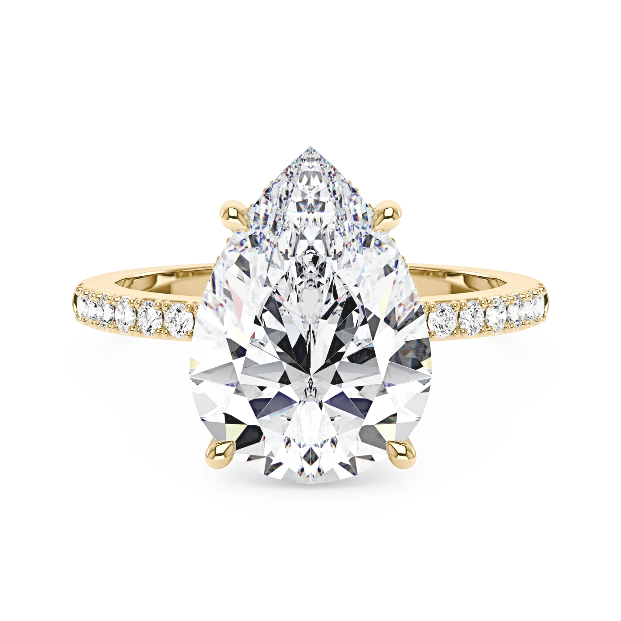 Pear Cut Engagement Ring with Pavé Band - Image 4