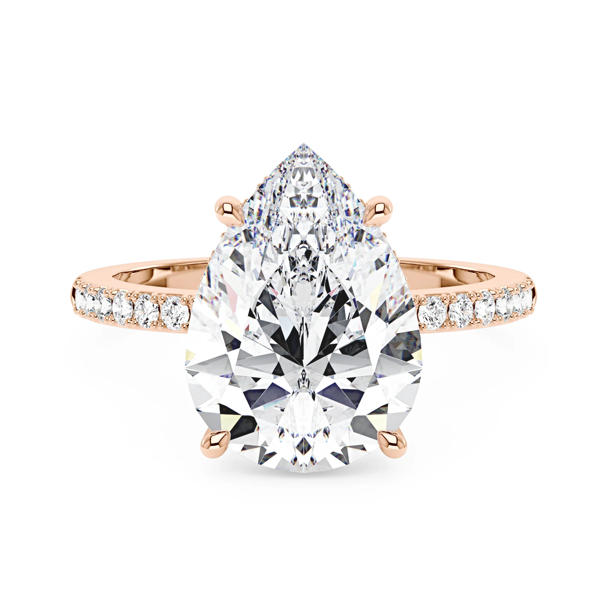 Pear Cut Engagement Ring with Pavé Band - Image 7
