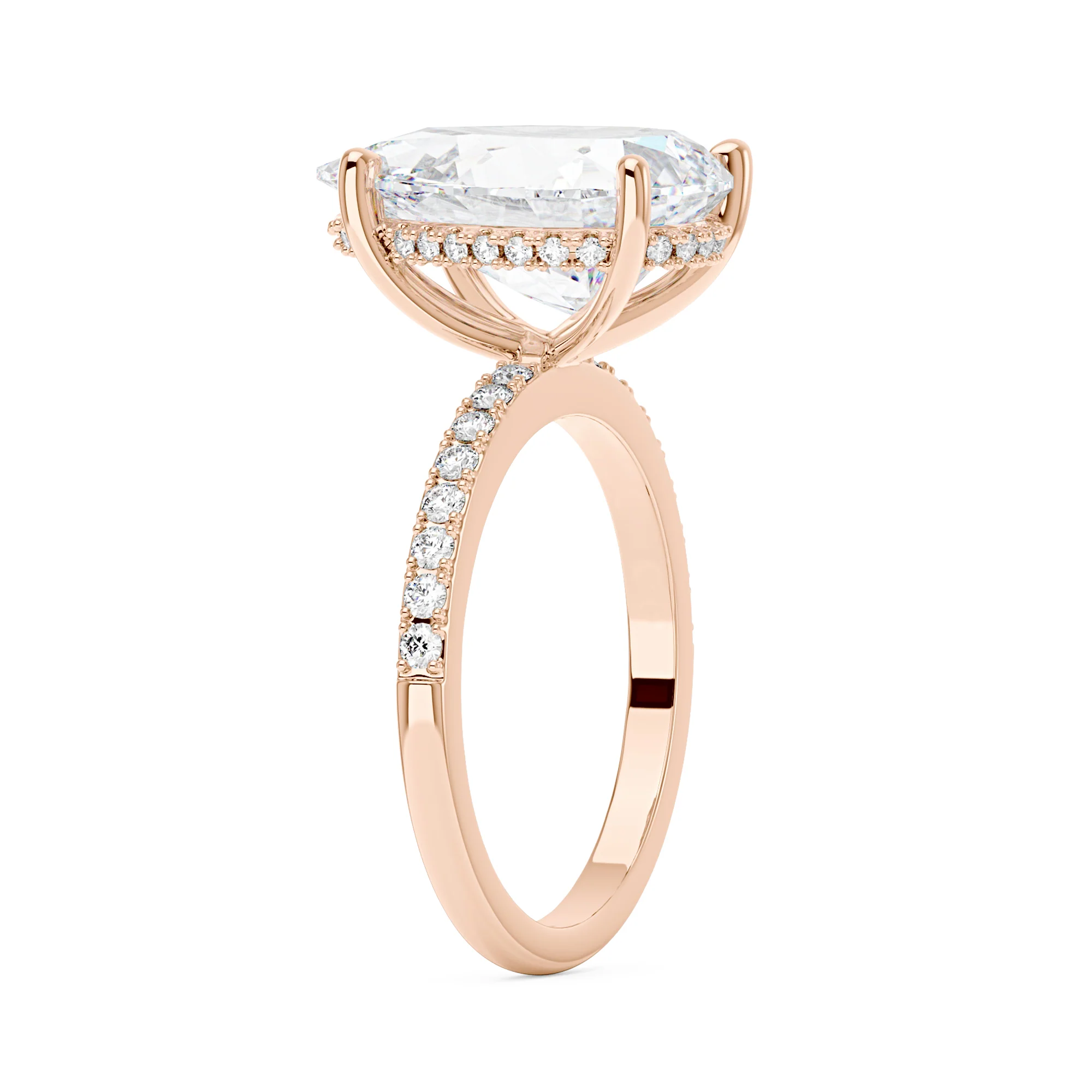 Pear Cut Engagement Ring with Pavé Band - Image 8