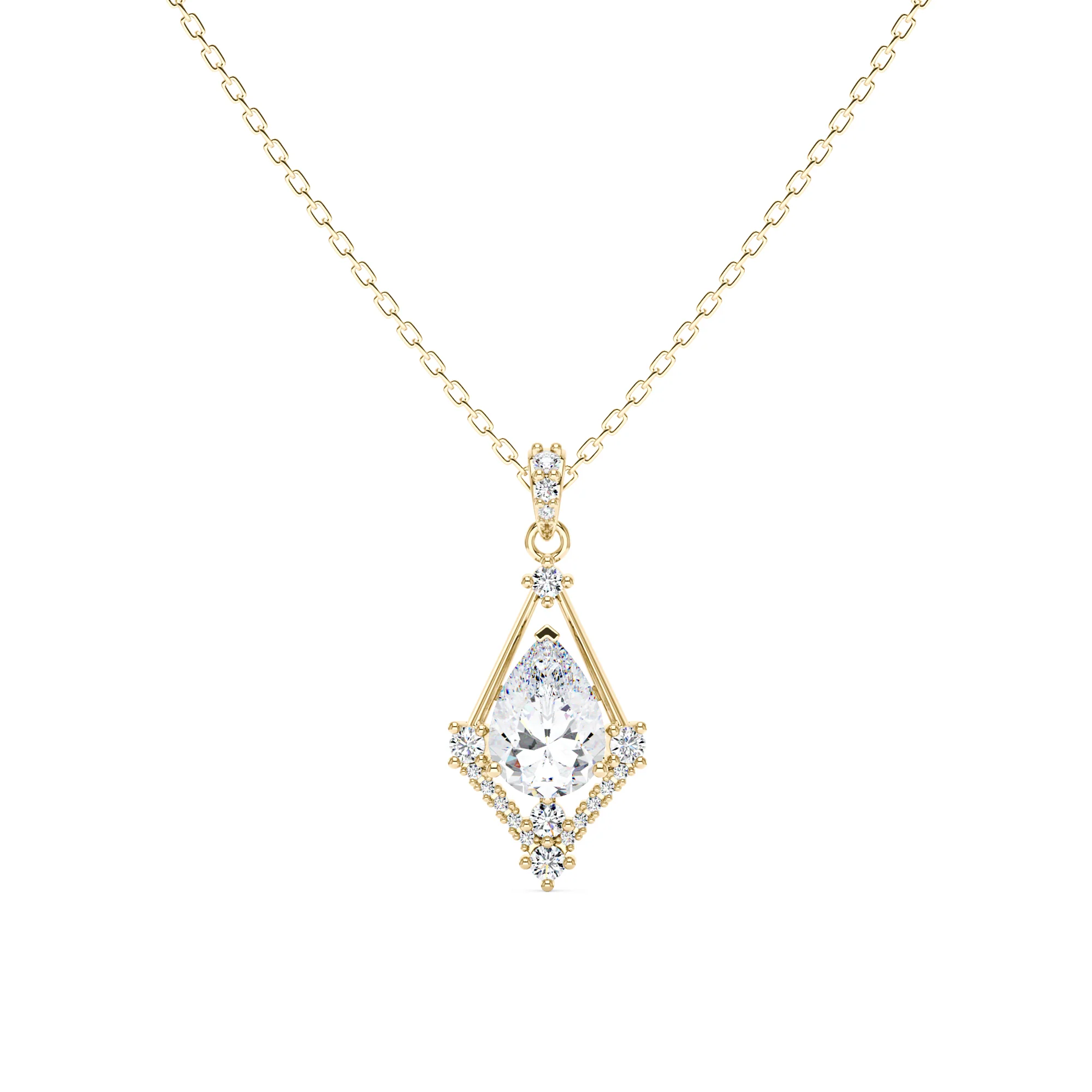Pear Shaped Moissanite Geometric Pendant Necklace - Image 4