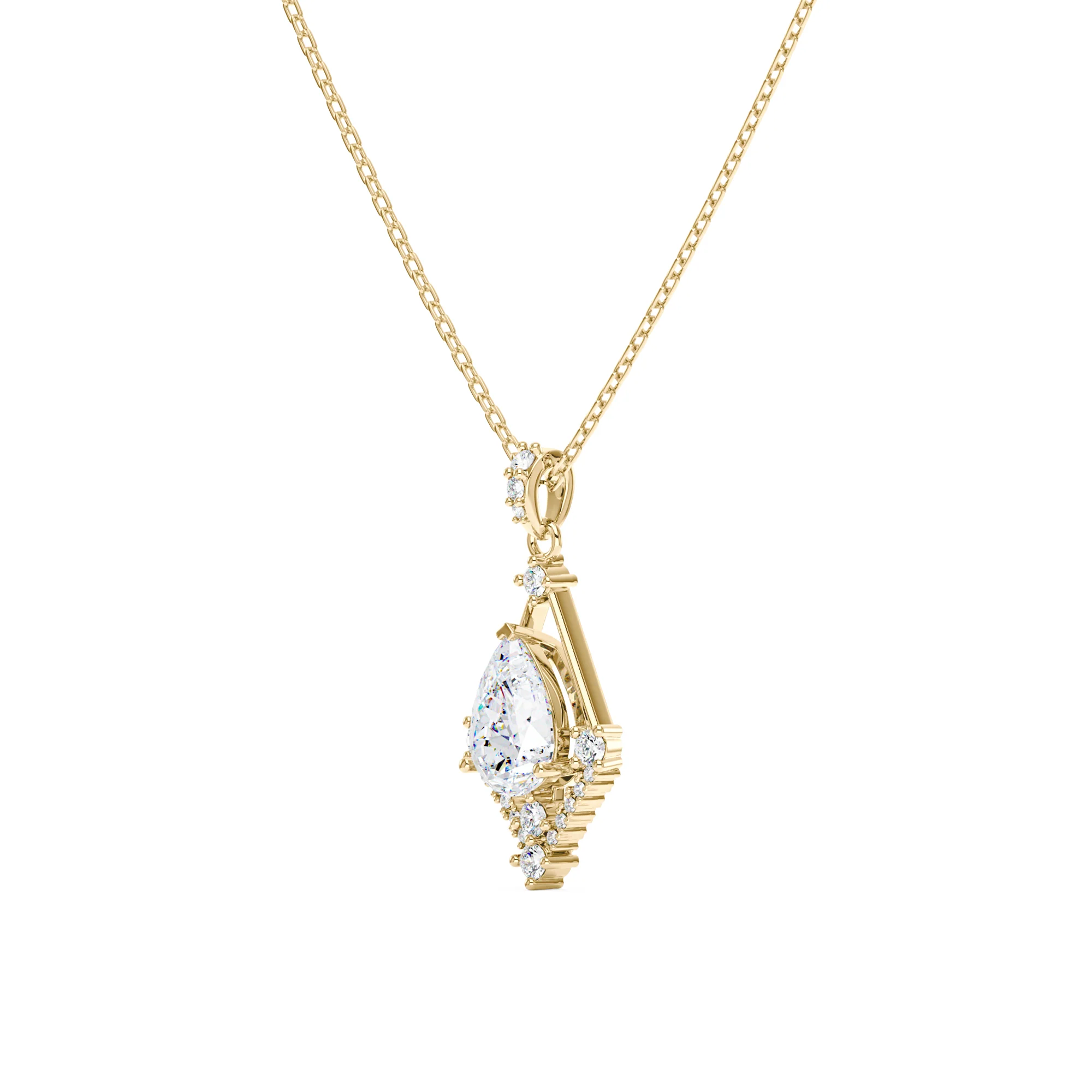 Pear Shaped Moissanite Geometric Pendant Necklace - Image 5