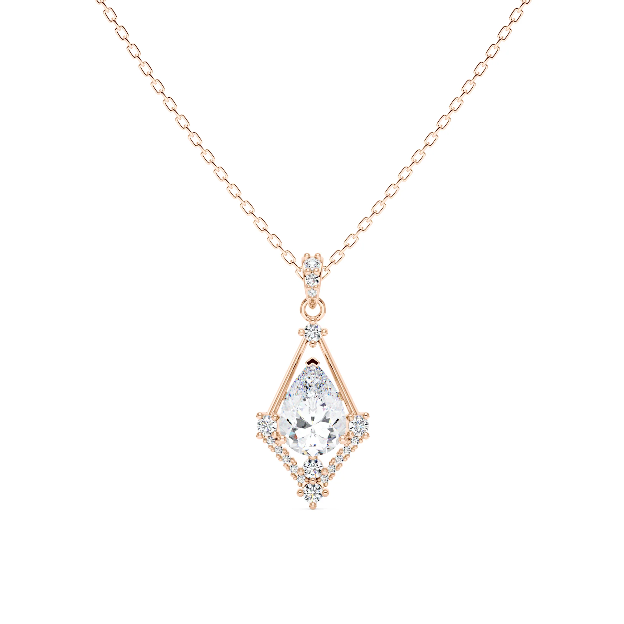 Pear Shaped Moissanite Geometric Pendant Necklace - Image 7