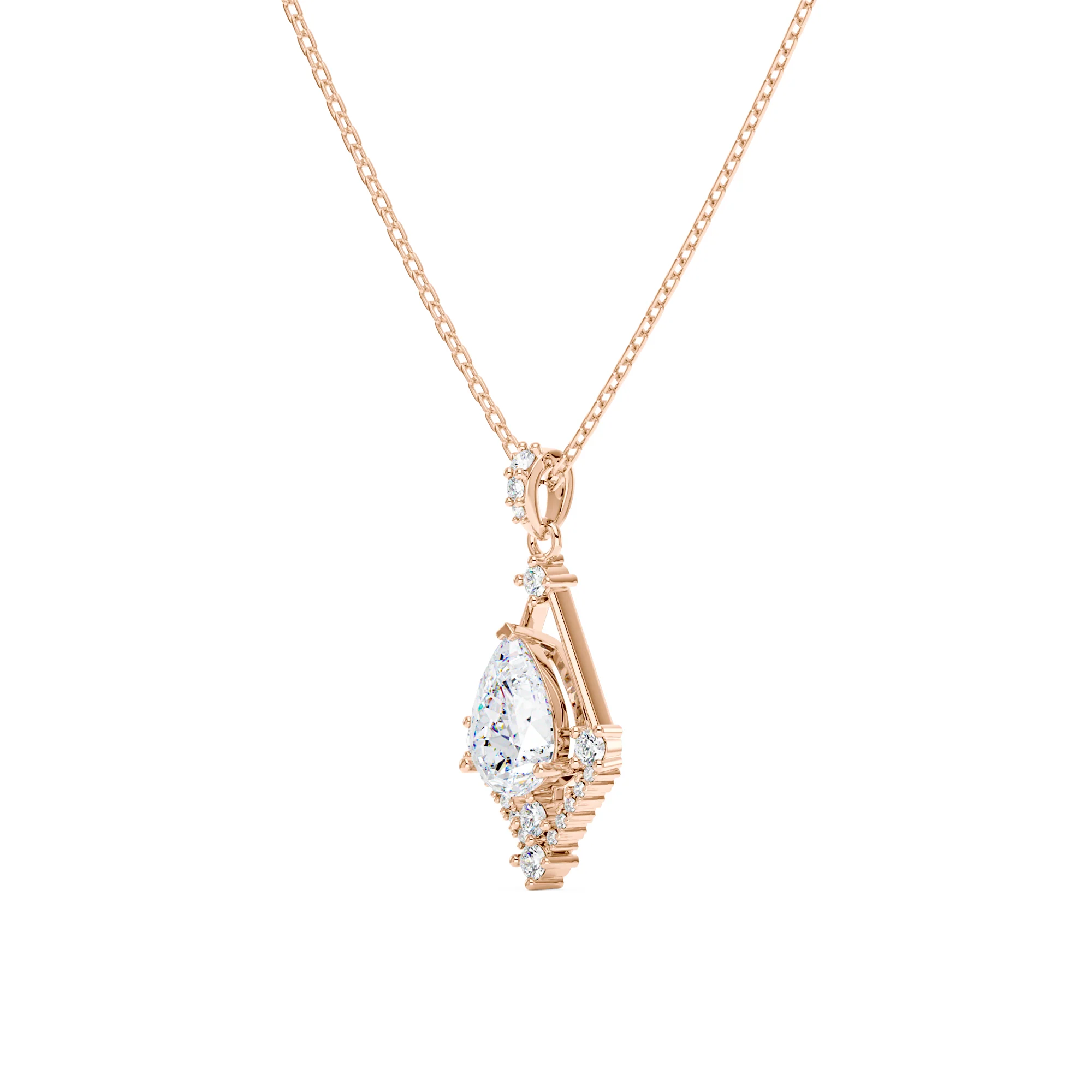 Pear Shaped Moissanite Geometric Pendant Necklace - Image 8
