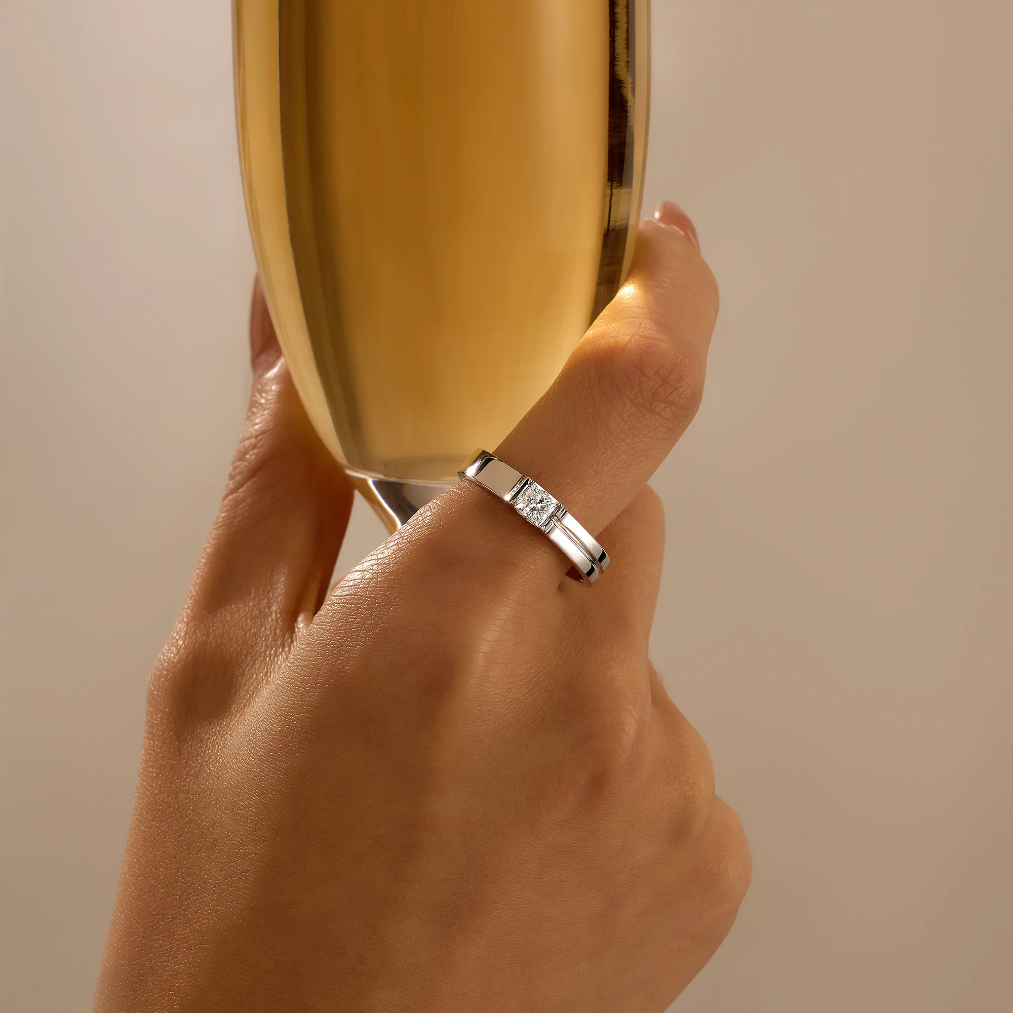 0.4 Carat Princess Moissanite Wedding Band - Image 10