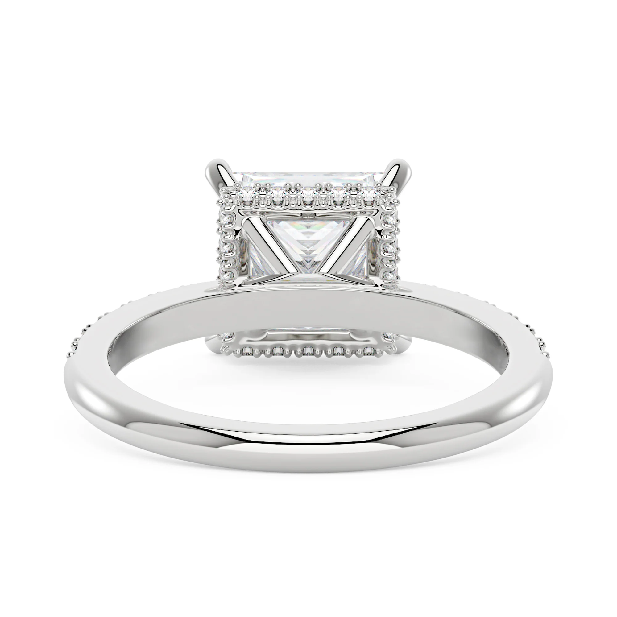 Princess Cut Moissanite Ring with Pavé Band - Image 3
