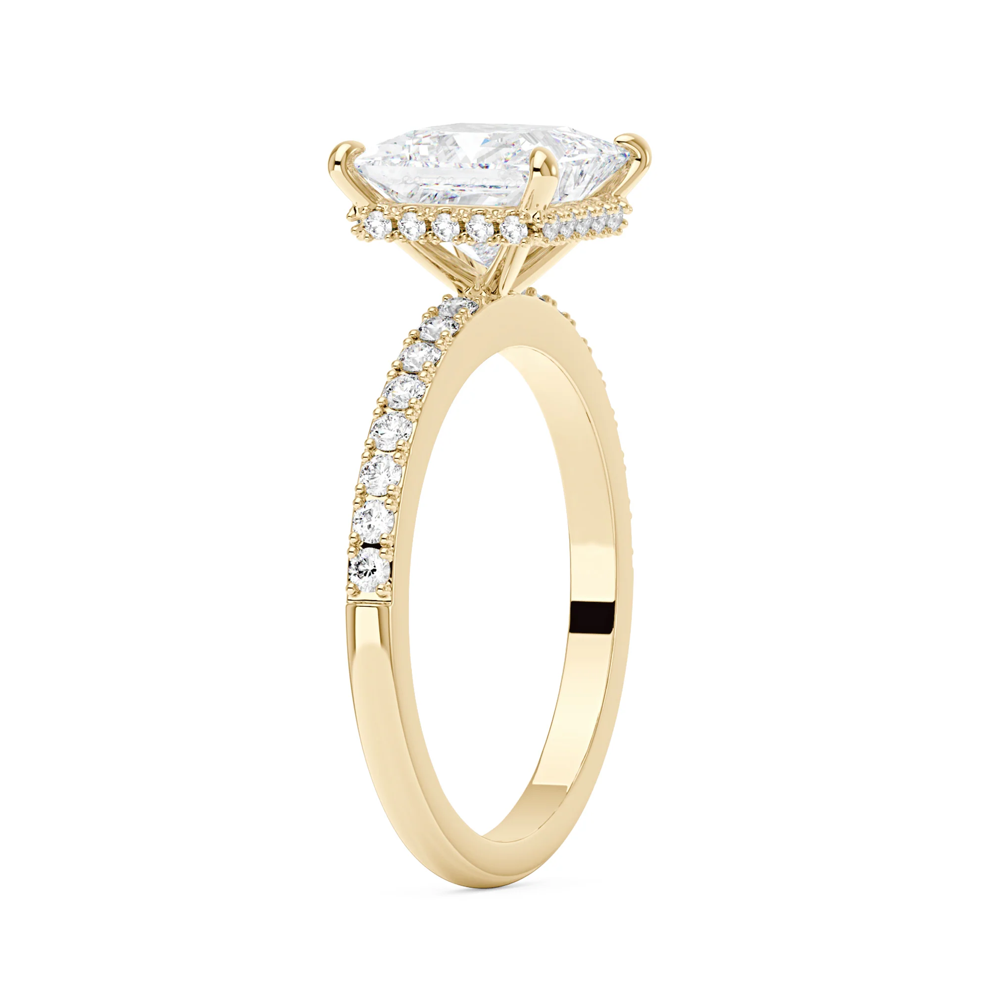 Princess Cut Moissanite Ring with Pavé Band - Image 5