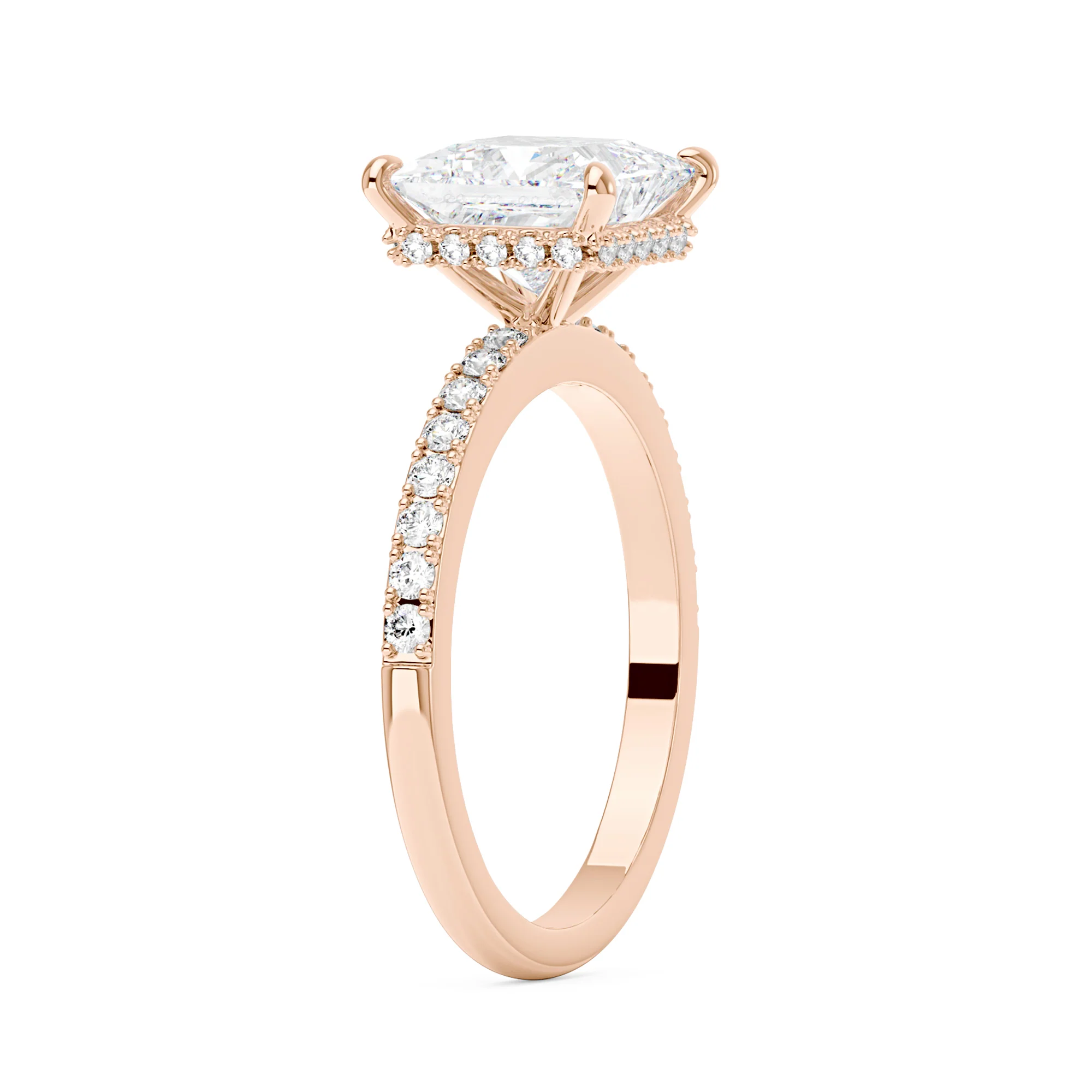 Princess Cut Moissanite Ring with Pavé Band - Image 8